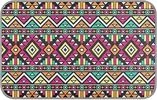 Oyihfvs Bohemian Chic Bright Colorful Aztec Ethnic Ornament Seamless Rectangle Ice Silk Dog Pet Pad, Soft Cooling Cat Mat Mattress, Washable Sleeping Pad for Puppy Cat Kennel (Medium) 23 x 38 inch