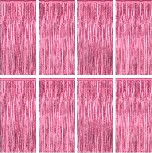 Miniatura 34 de Paquete de 2 telones de fondo de oropel rojo, cortinas de flecos de 3.28 pies x 7.05 pies, decoraciones de fiesta para aniversarios de boda