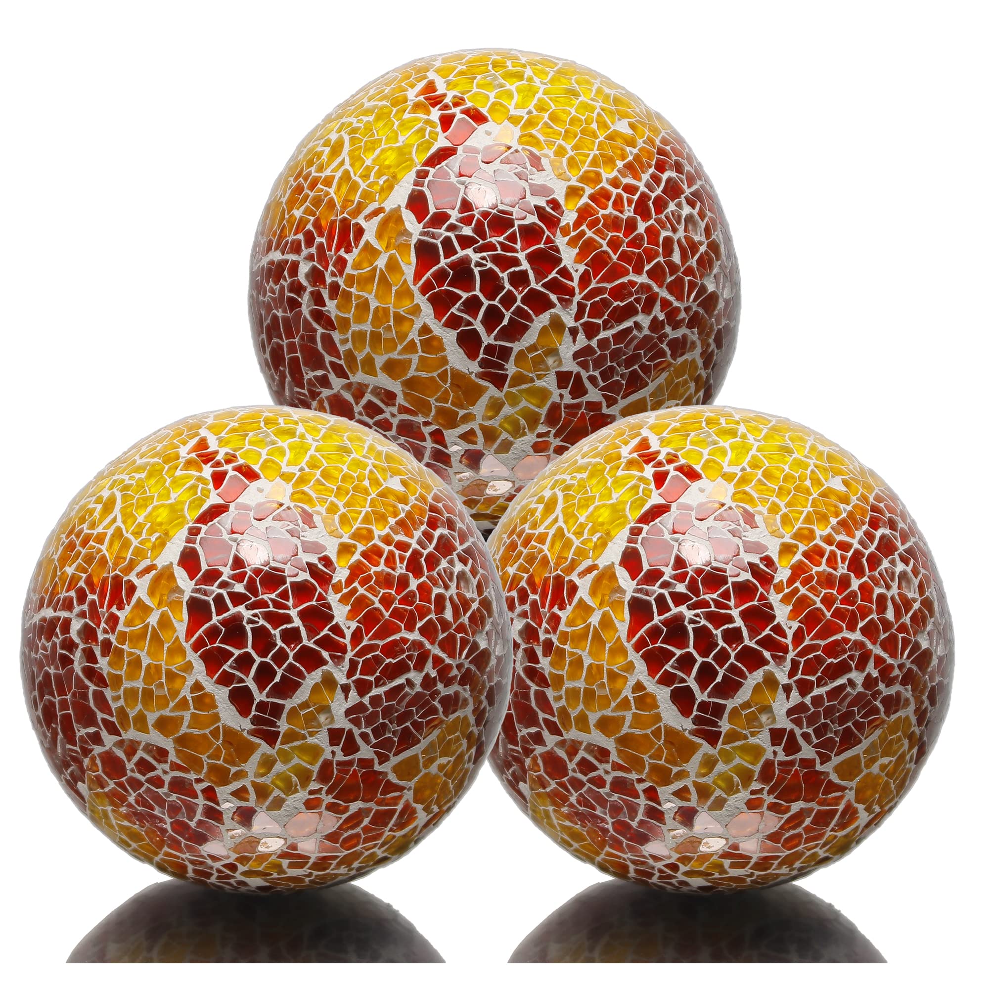 Amazon.com: vskikris 3pcs 4in Orange Mosaic Glass Sphere Balls for