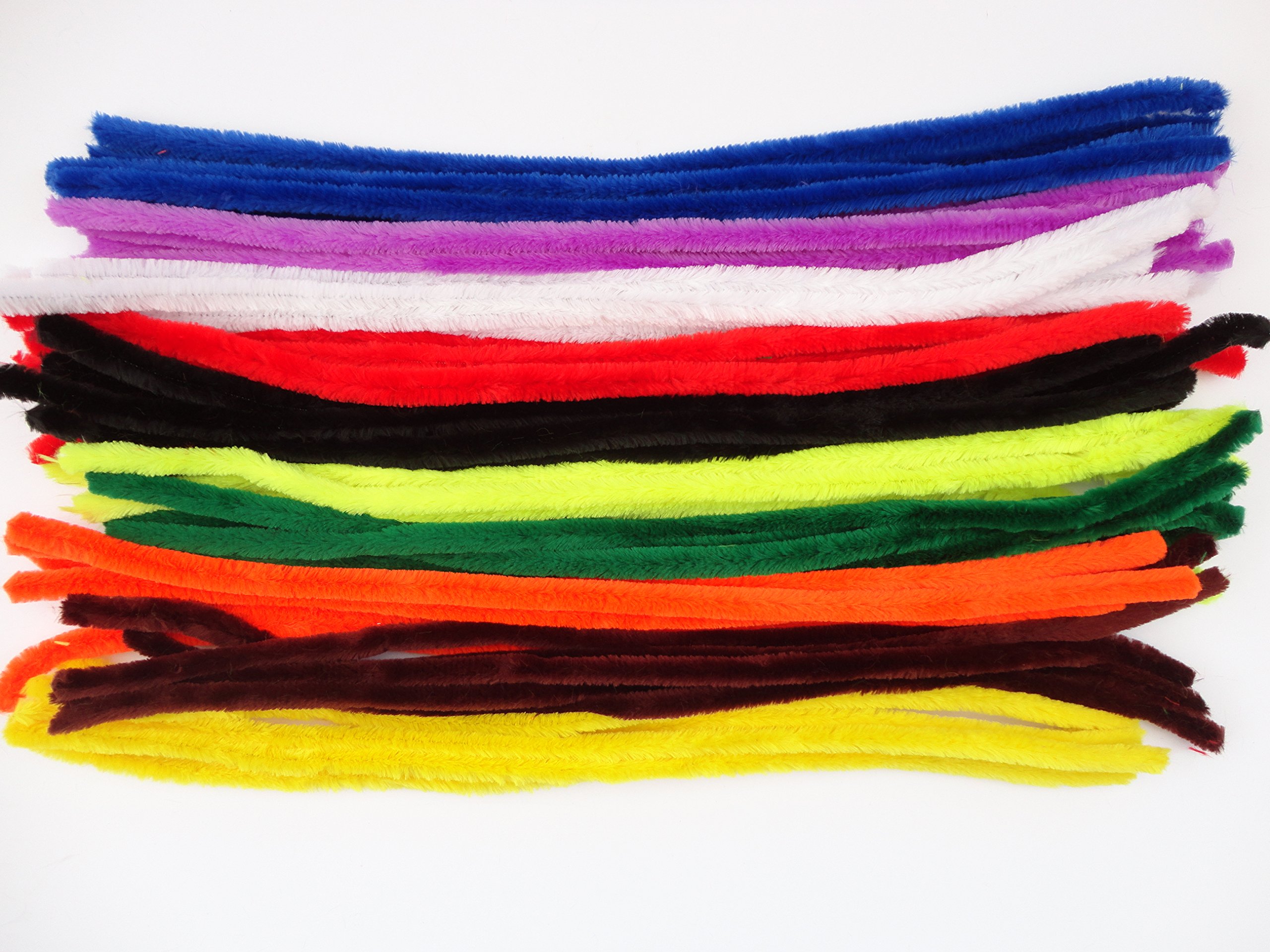 10,20,50 Extra Long Large Fluffy Chunky Craft Pipe Cleaners Stems -50cm x 15mm - Pack Size: 20, Multicolor
