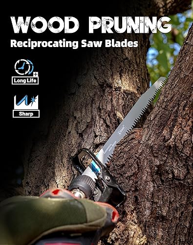 Miniatura 3 de EZARC Juego de hojas de sierra recíproca de 12 piezas, hojas de sierra para cortar madera, hojas de sierra de poda afiladas