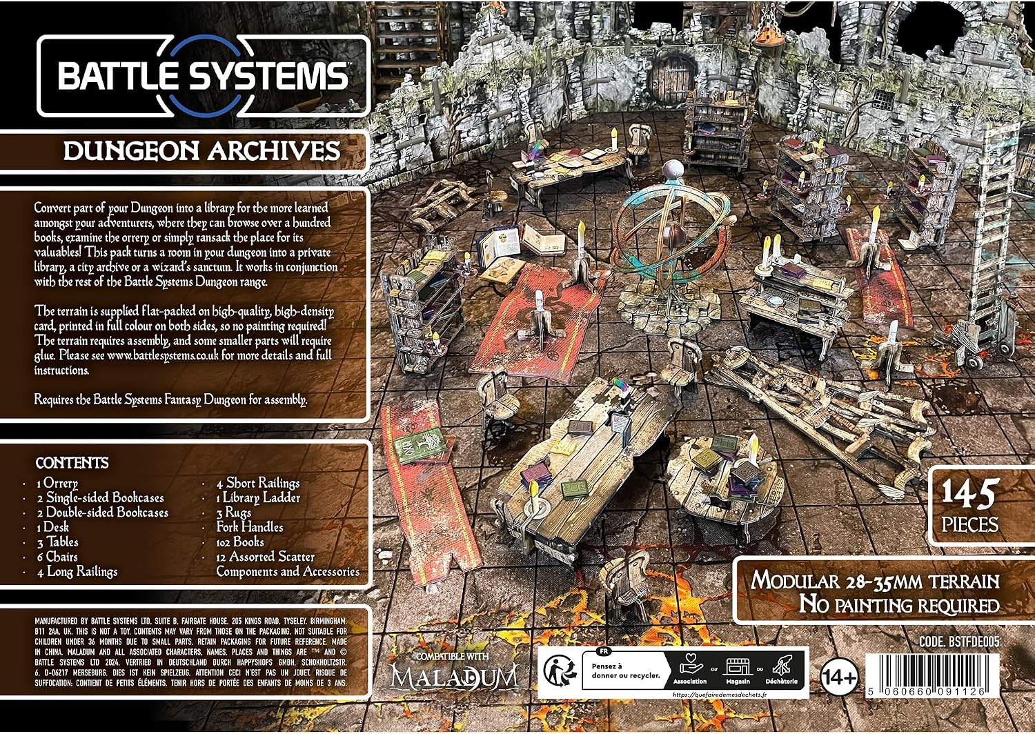 Battle Systems Fantasy Dungeon Terrain Furniture Terrain Immersive Scenery for D&D DND Maladum Pathfinder RPGs – Full-Color Heavy Duty Cardstock Printed on Both Sides