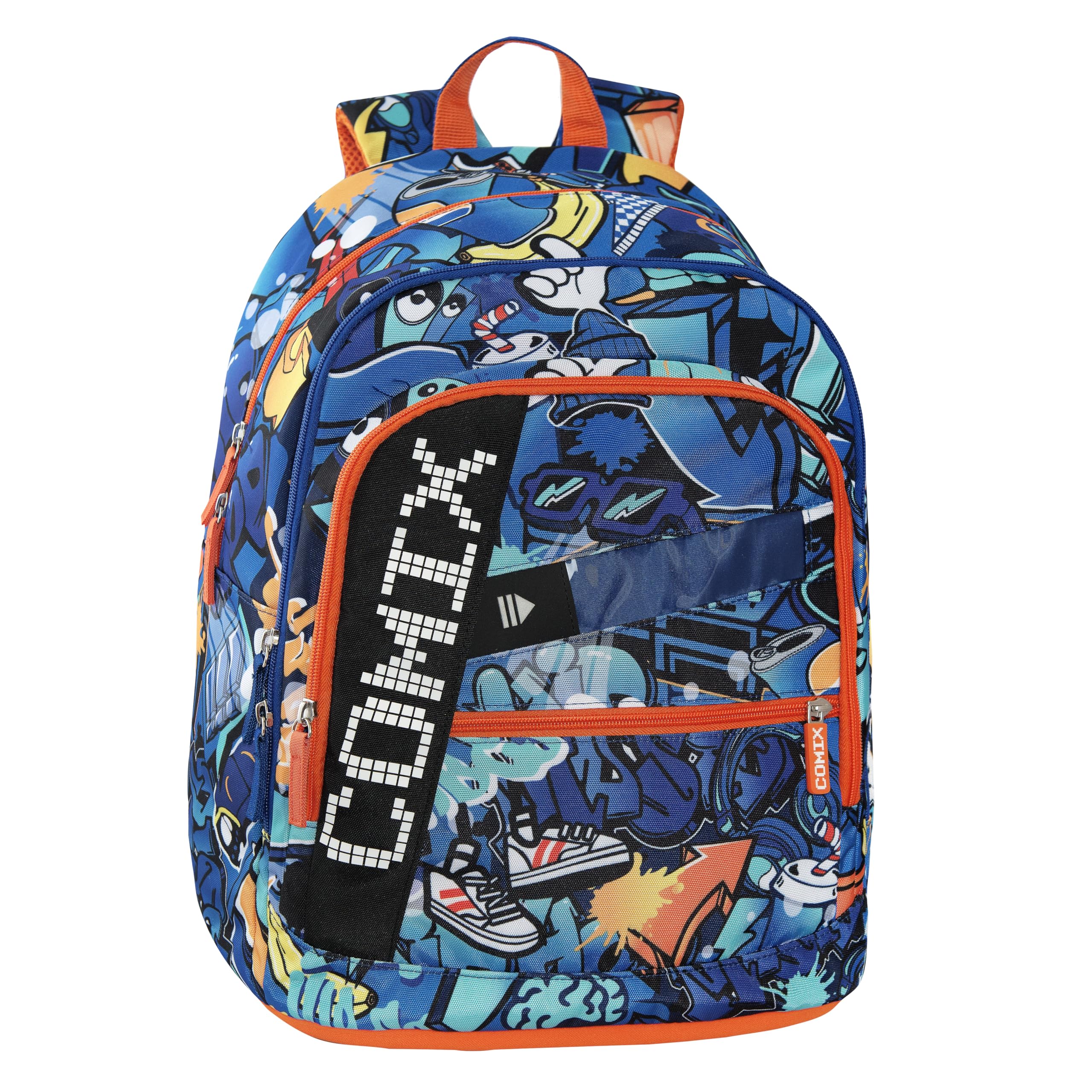COMIX Ultra Bright - Zaino Scuola Pannello Scrittura Led Personalizzabile, 3 Ampi Scomparti, Tasca Frontale, Schienale e Fondo Termoformati, Spallacci Imbottiti e Regolabili, 32x43Hx23 cm, 31 L
