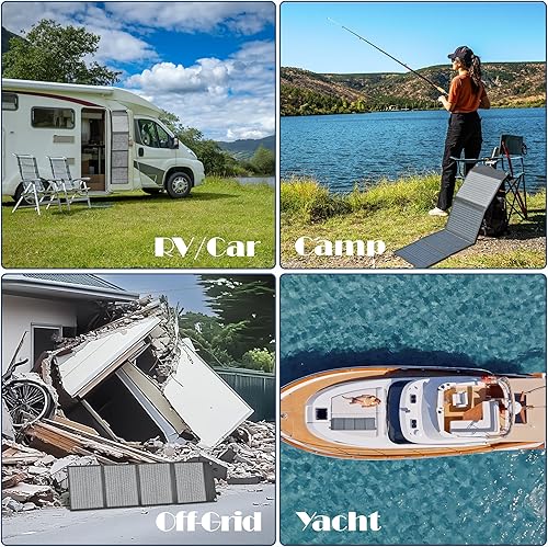 Miniatura 5 de PPQ Kit de panel solar portátil de 40 W, 18 V2.2 A, cargador solar plegable de 3 libras con 24% de eficiencia, 2 cables y 14 salidas para todos los