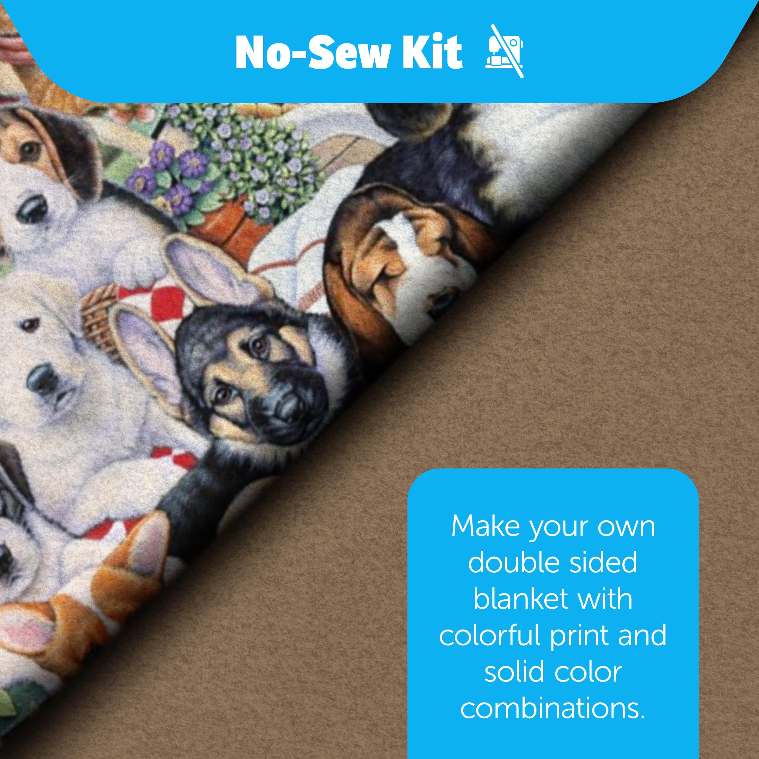 David Textiles No-Sew Throw Fleece Fabric DIY Blanket Making Kit, Make Your Own, Anti-Pill, Dogs on Dogs, 50x60 Inches - Image 2