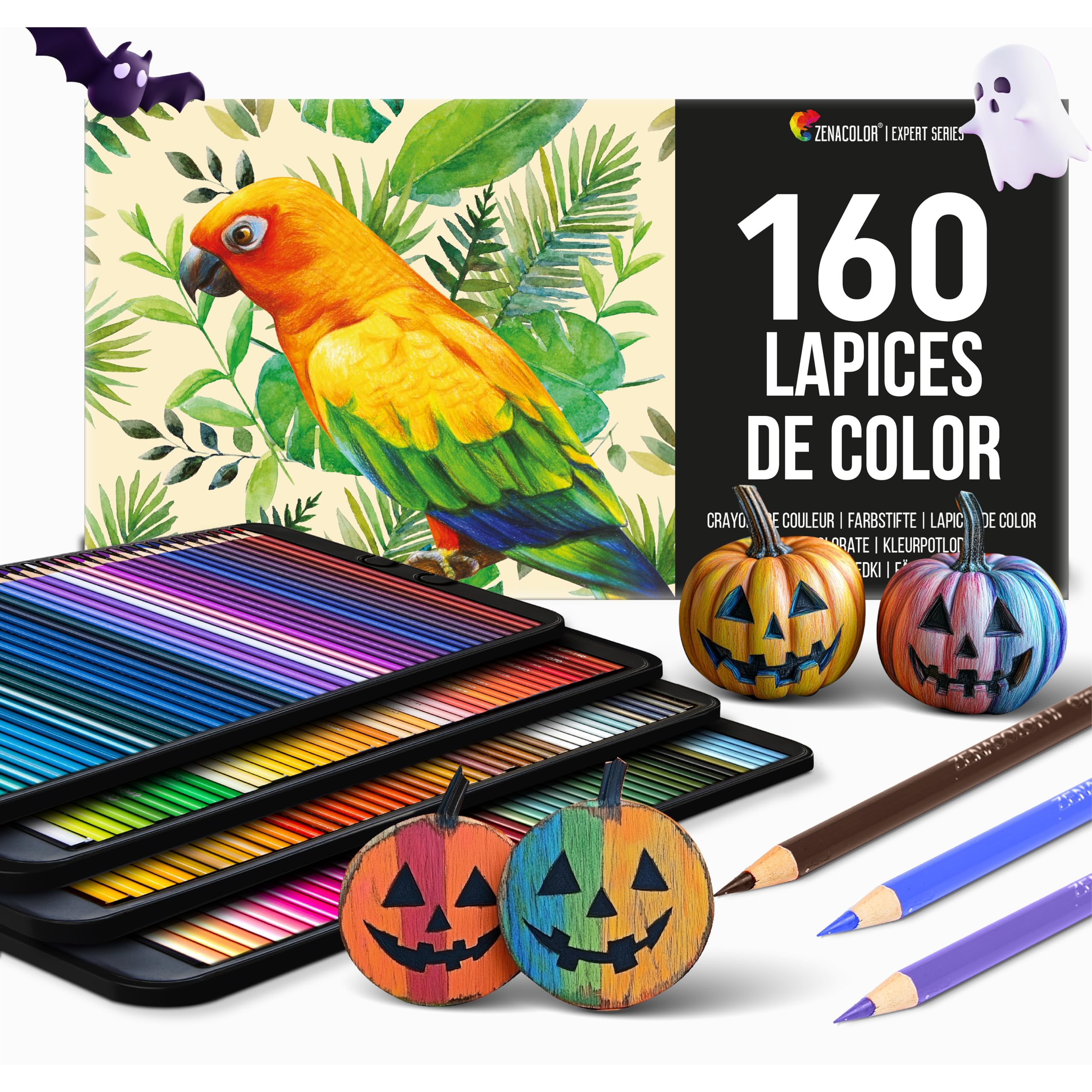 Zenacolor 160 Lapices de Colores (Numerados) Almacenamiento Fácil - Estuche de dibujo profesional para Adultos y Niños - Ideal para Colorear Mandalas, Material Escolar