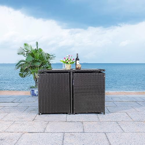 Outdoor Collection Enerson Black/White Cushion Wicker Dining Set