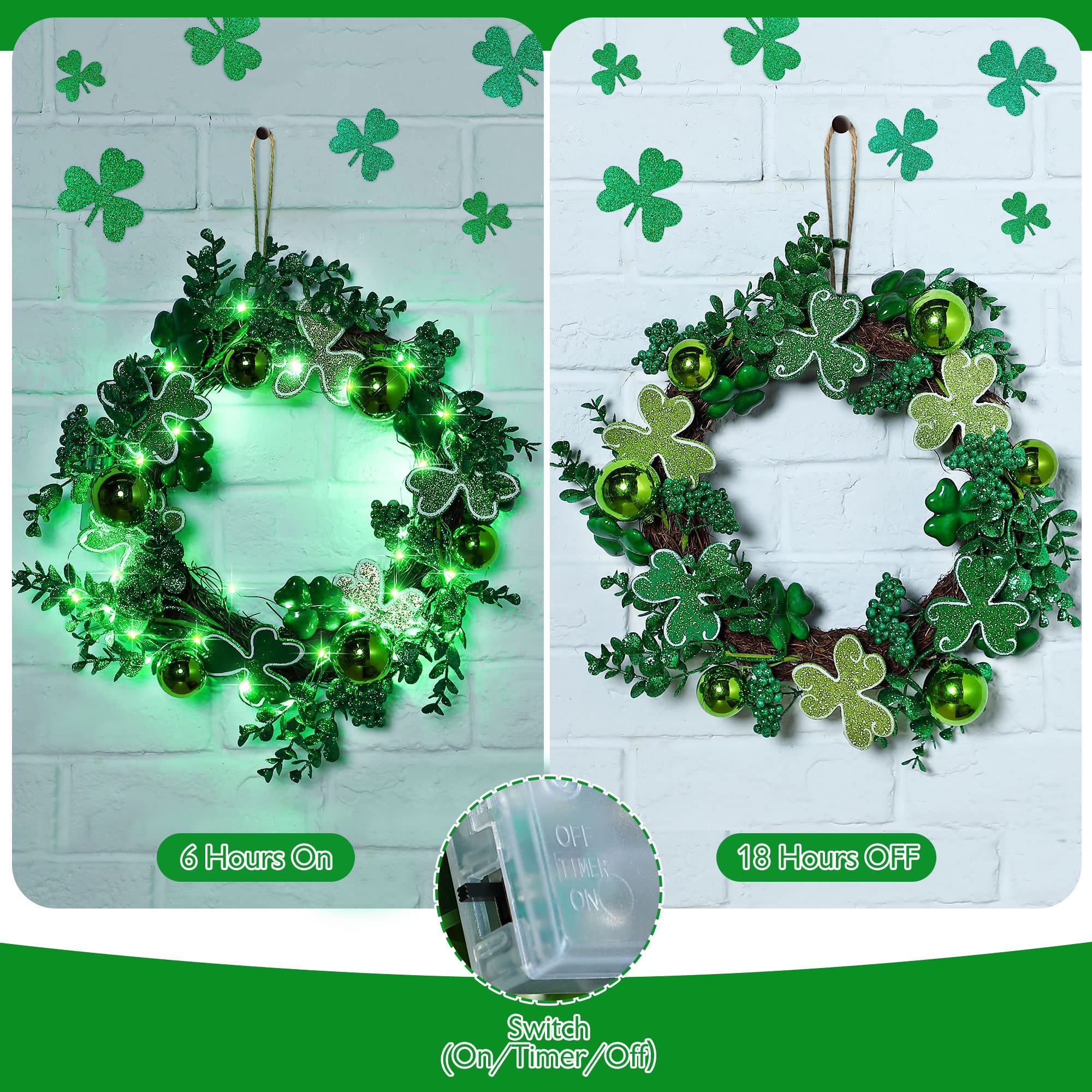 30,5 Cm Glitzer-Kleeblatt-Girlande – Perfekte Deko Für Party & Feier
