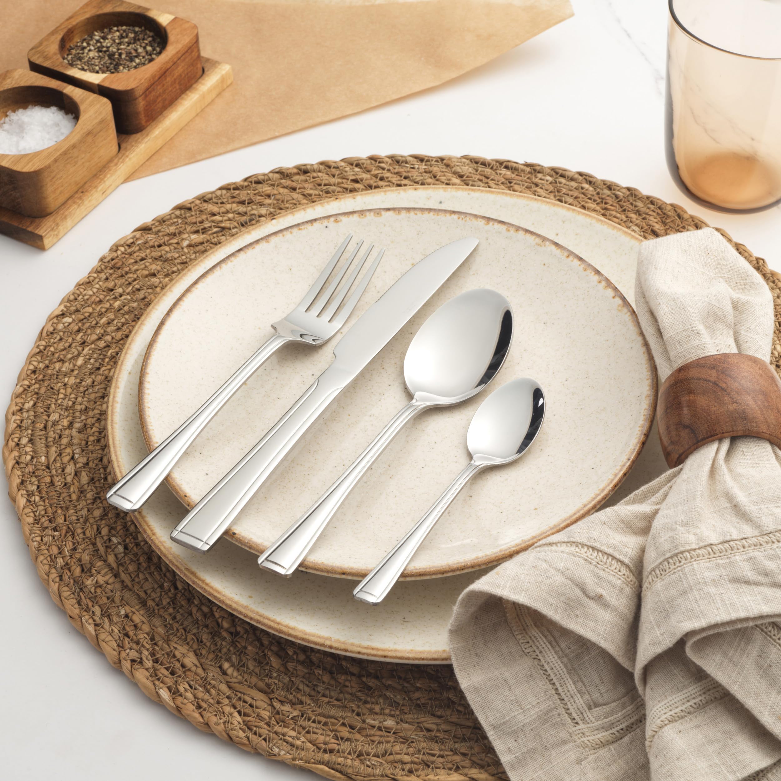Salter Buxton Set di posate 24 pezzi - Servizio in acciaio inox per 6 persone, stoviglie con forchette, coltelli, cucchiaini e cucchiai da tavola, posate lavabili in lavastoviglie, BW031401HSMFOB