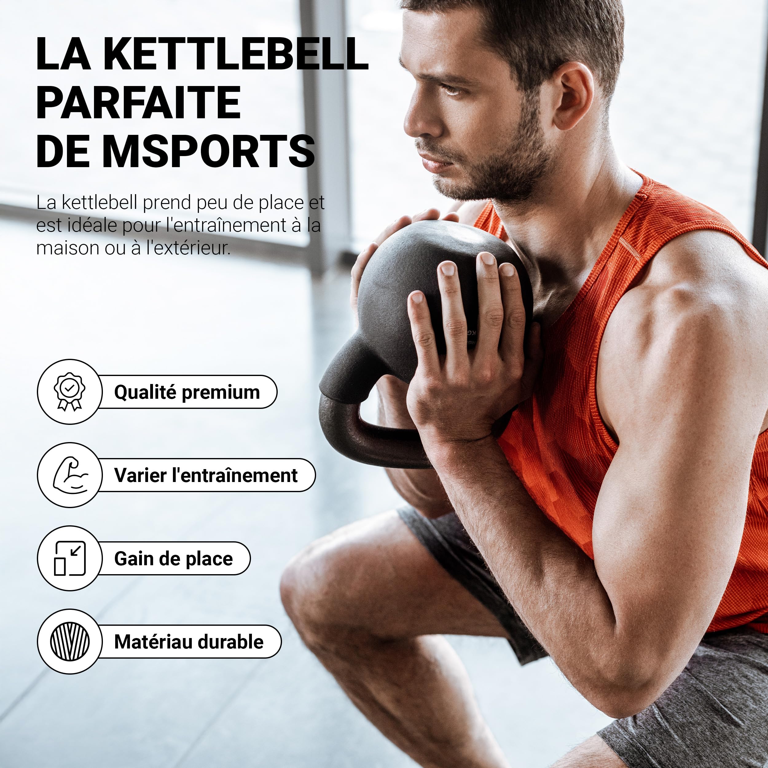 Poster Kettlebell néoprène 2–30 kg avec Kettlebell