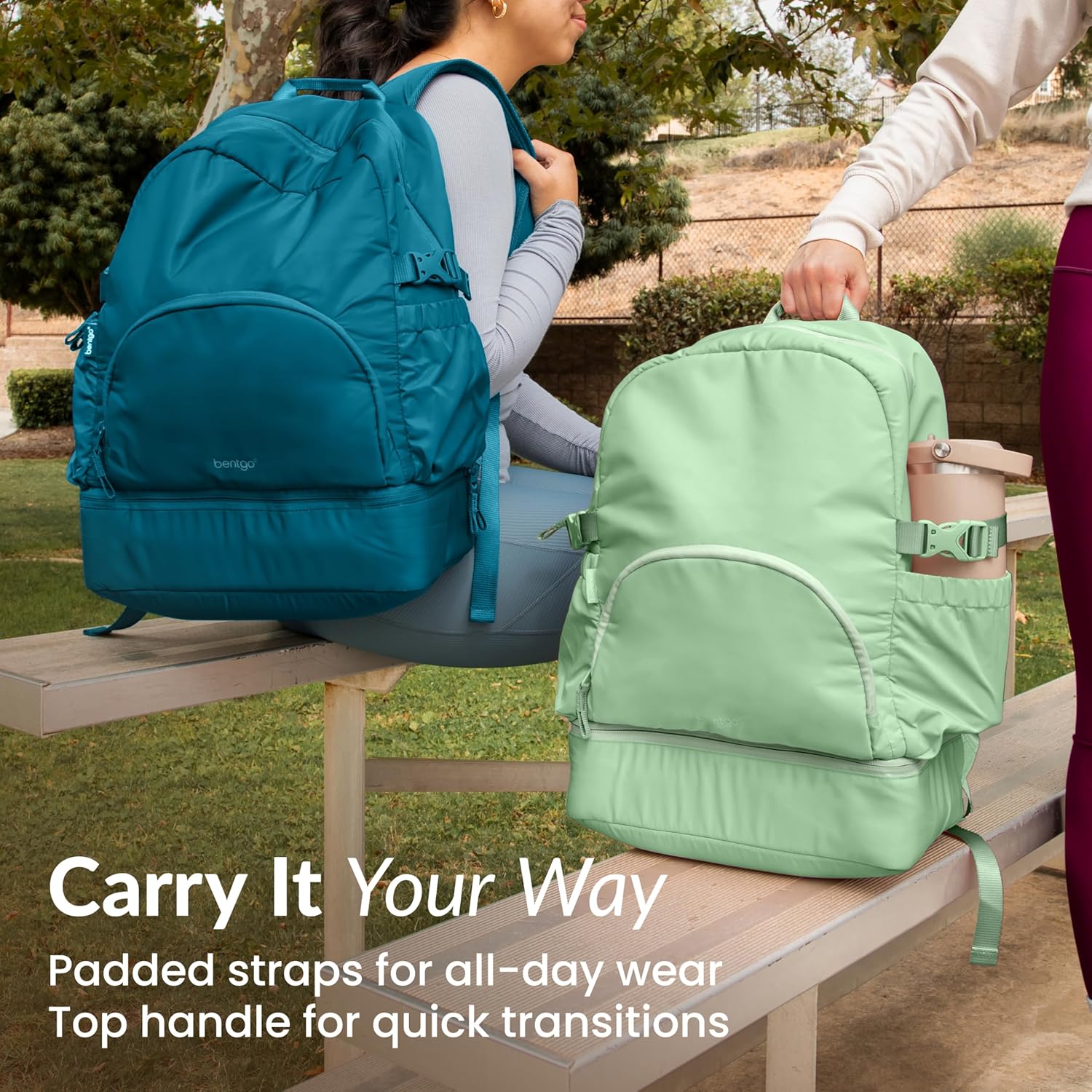 Bentgo 2-in-1 Adult Backpack & Insulated Lunch Bag – Lightweight, Water-Resistant Travel Backpack with 9 Compartments, Laptop Sleeve & Trolley Sleeve for Work & Everyday Use (Clay Green) - Image 6