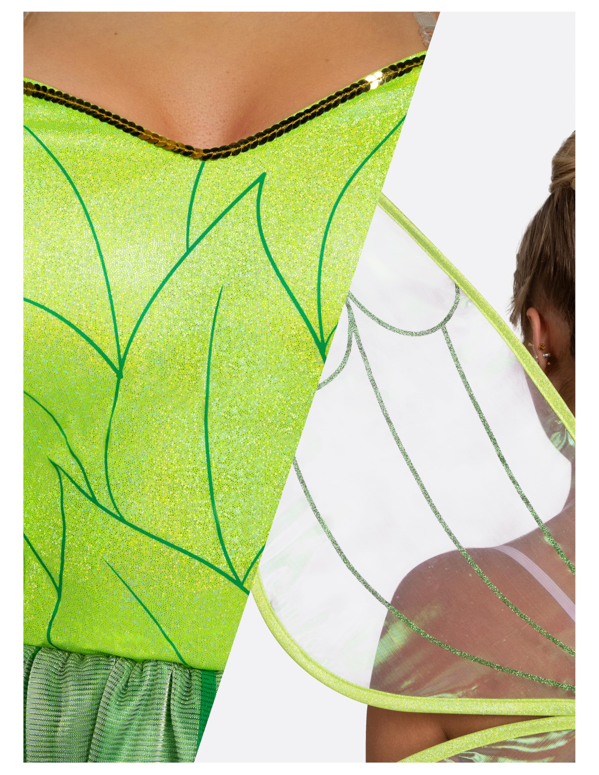 Spooktacular Creations Robe de conte de fées verte avec ailes de fées pour adulte Costume d'Halloween