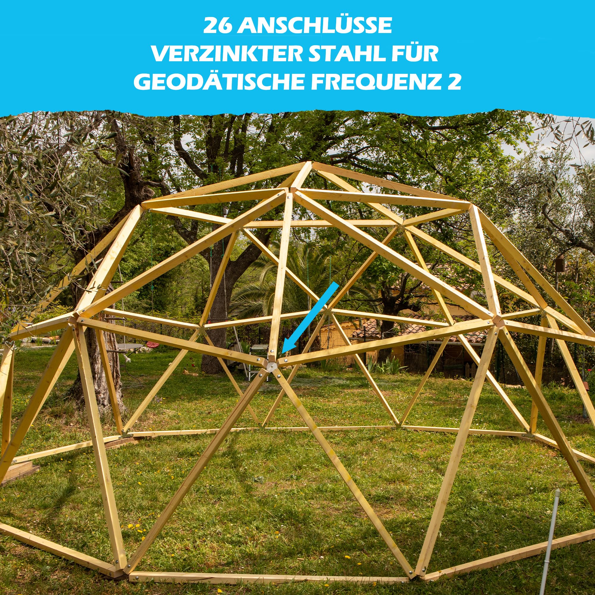 Domestar Verbindungsstücke, geodätische Kuppel, Set mit 26 Stücken, Metall, verzinkter Stahl, für Gewächshaus, Hängematten, Werkstatt, Gartenhütte, Hühnerhaus