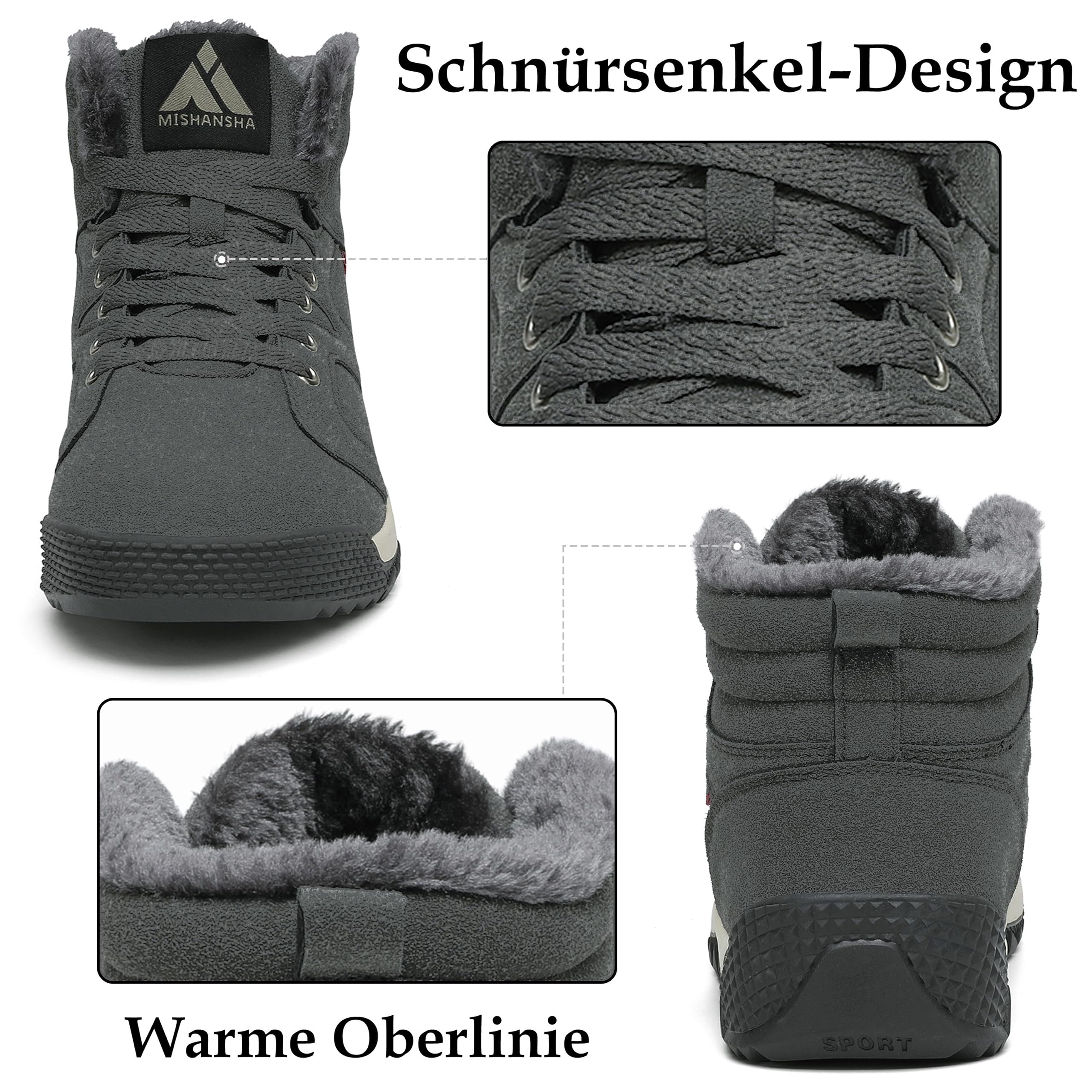 Mishansha Stivali da Invernali per Uomo Caldi Antiscivolo Scarpe da Neve, Gr.38-48 EU