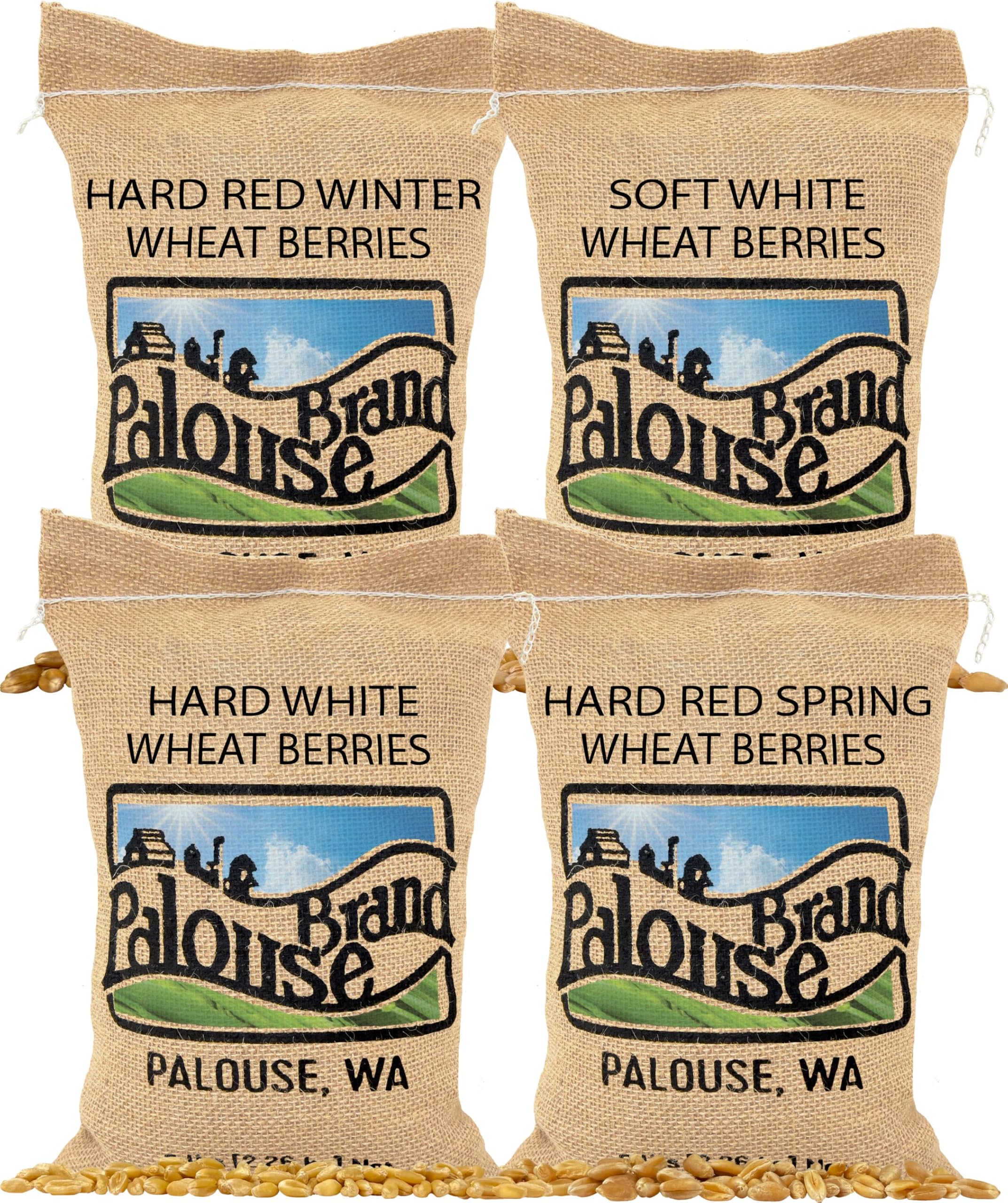 Palouse Brand Certified Glyphosate Residue Free | Hard Red Winter and Hard Spring | Soft White and Hard White Wheat Berries | 20 LBS | 100% Desiccant Free | Non-GMO Project Verified | Kosher Parve | USA Grown | Field Traced | (5 Pound, Pack of 4)
