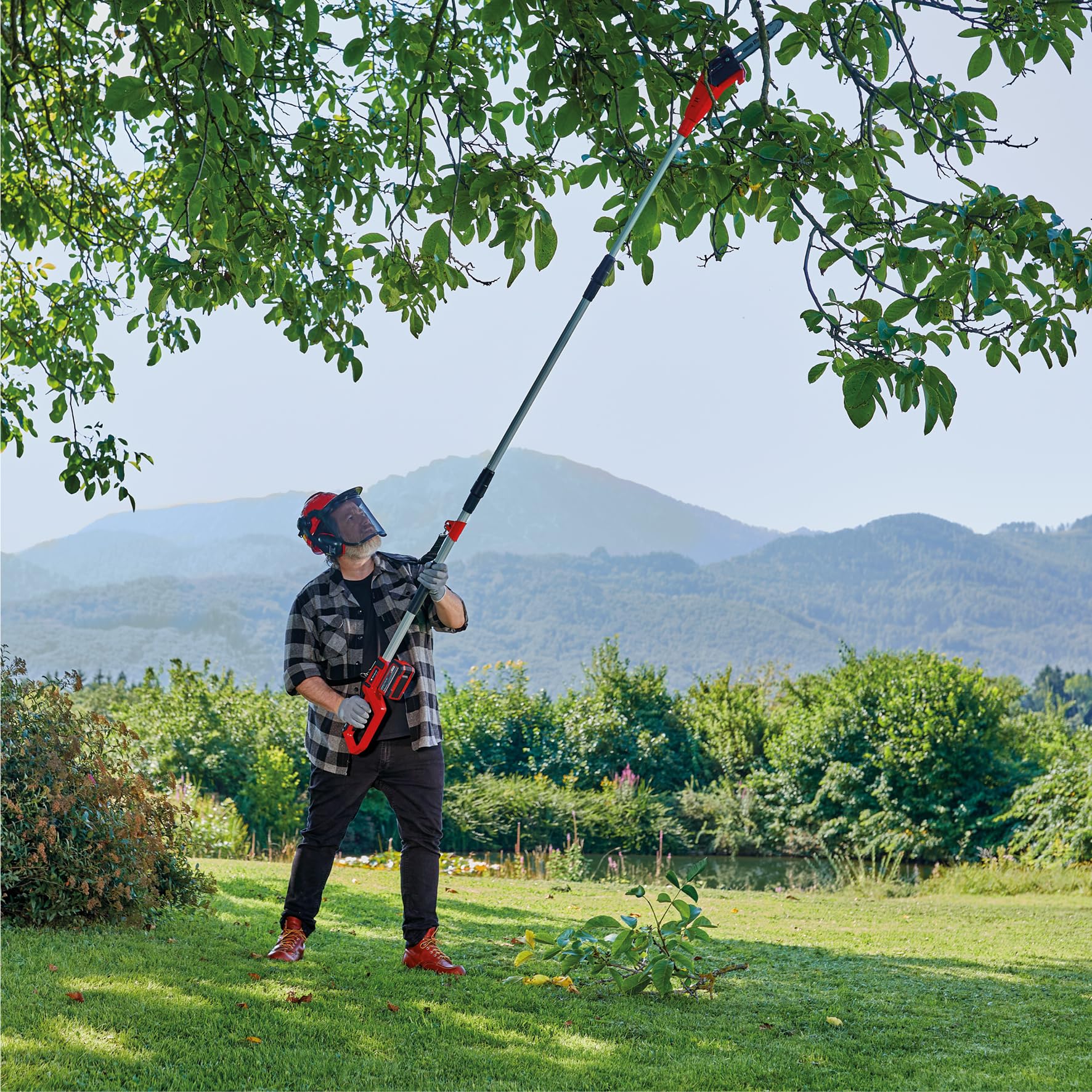 Einhell Herramienta multifunción con batería GC-HC 18/4520 Li T-Solo PXC | 18 V | Cortasetos de 41 cm | Podadora de altura de 19,5 cm | Barra de extensión | Correa de transporte | sin batería