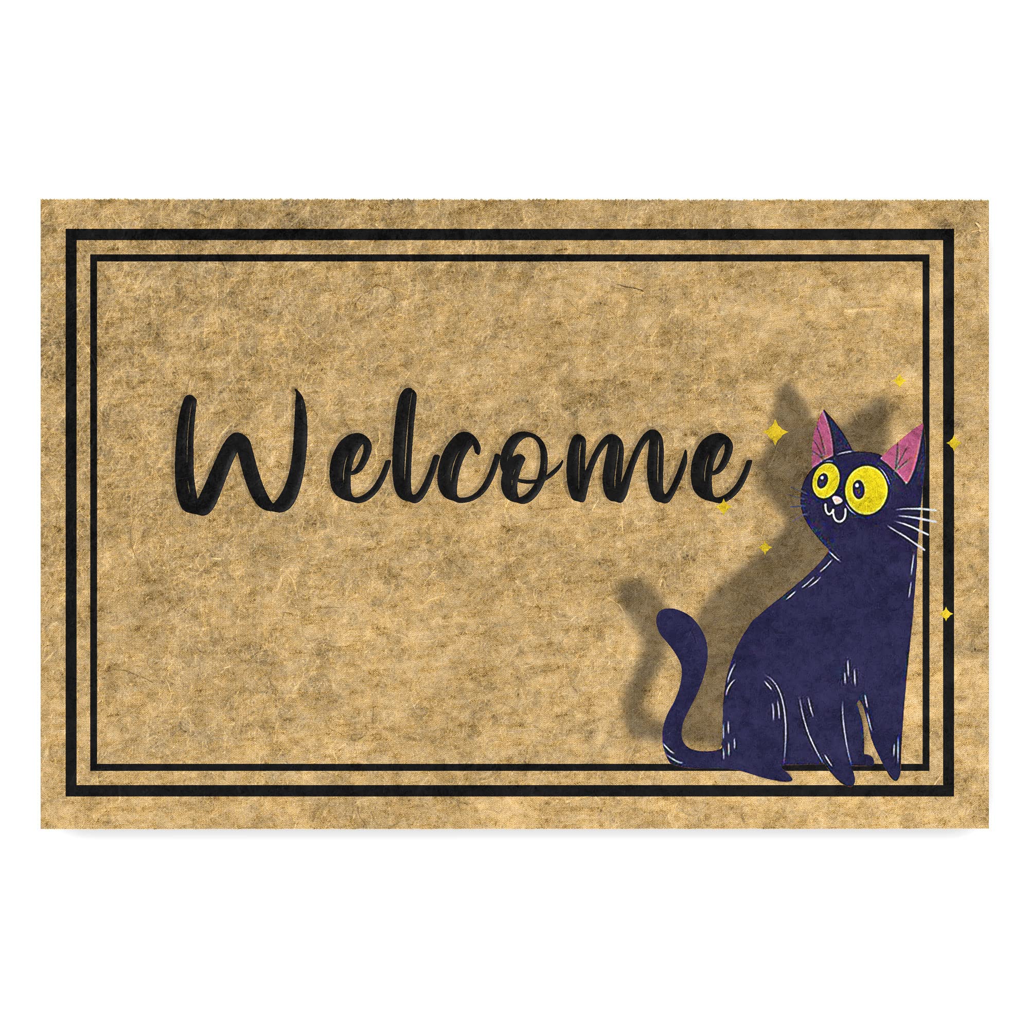 Monnhein Tasarımlı Dekoratif Kapı önü Paspas, Dış Mekan/Ev İçi/Banyo/Mutfak/Yatak Odası/Giriş Paspasları (Welcome Cat, 40x60)