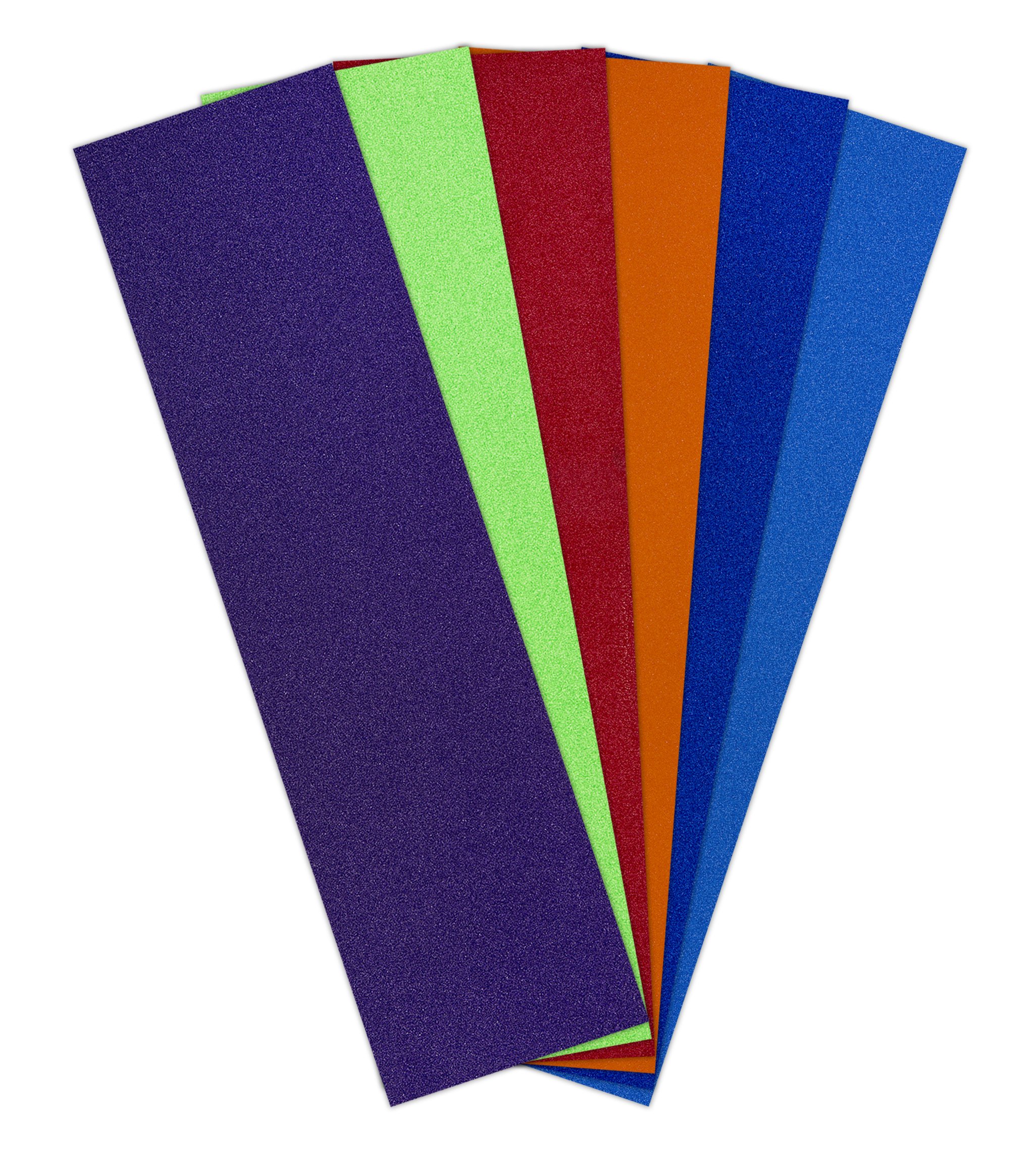 Jessup Grip TapeGT-103 Skateboard Griptape, Rad Colors, 9" x 33" Sheets of Dark Blue/Purple/Light Blue/Orange/Red/Neon Green