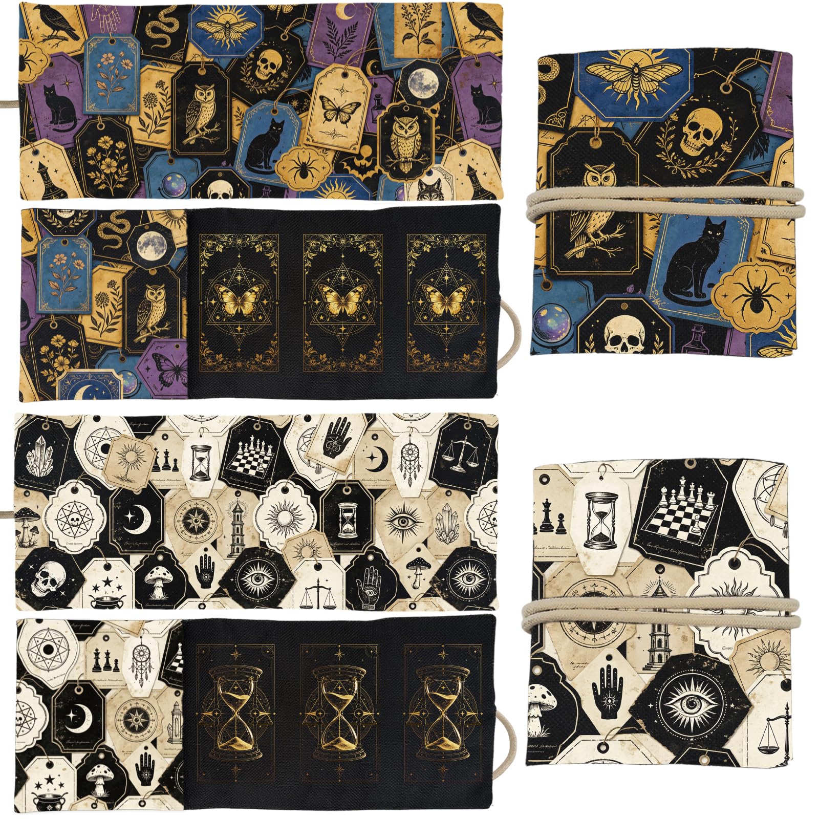 GLOBLELAND 2 Pcs Gothic Divination Tarot Card Bags Magic Labels Polyester Tarot Card Holder Storage Pouch for Playing Cards Supplies Beginner Divination Lover Gifts