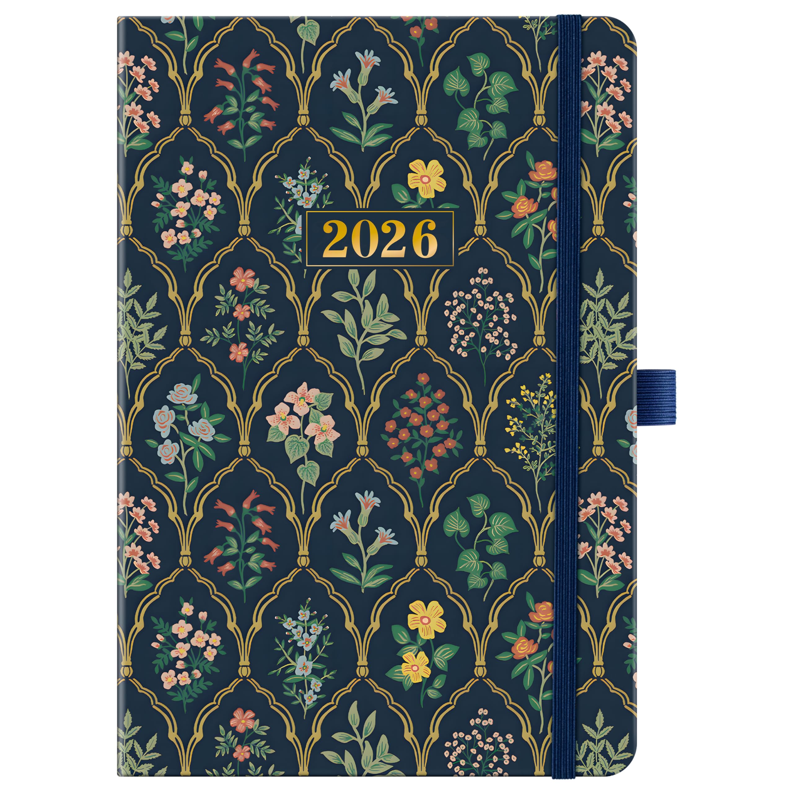 Diary 2026 - A5 2026 Diary from Jan. to Dec. 2026, diary 2026 Week to View with Pen Loop, 25.5 x 15.5 cm - Retro Flower