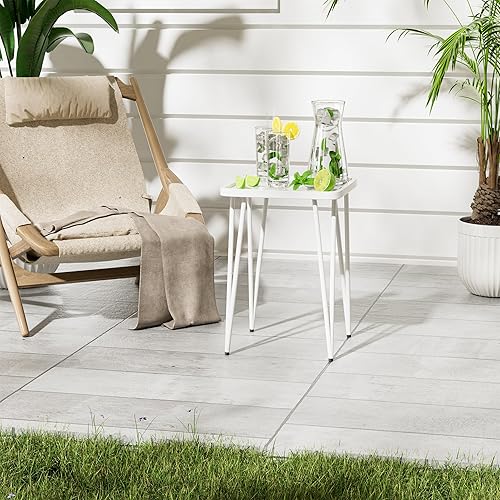 Miniatura 2 de Palama Mesa auxiliar cuadrada, mesa auxiliar pequeña para espacios pequeños, mesa auxiliar de metal pequeña, mesa de noche blanca de fácil montaje,