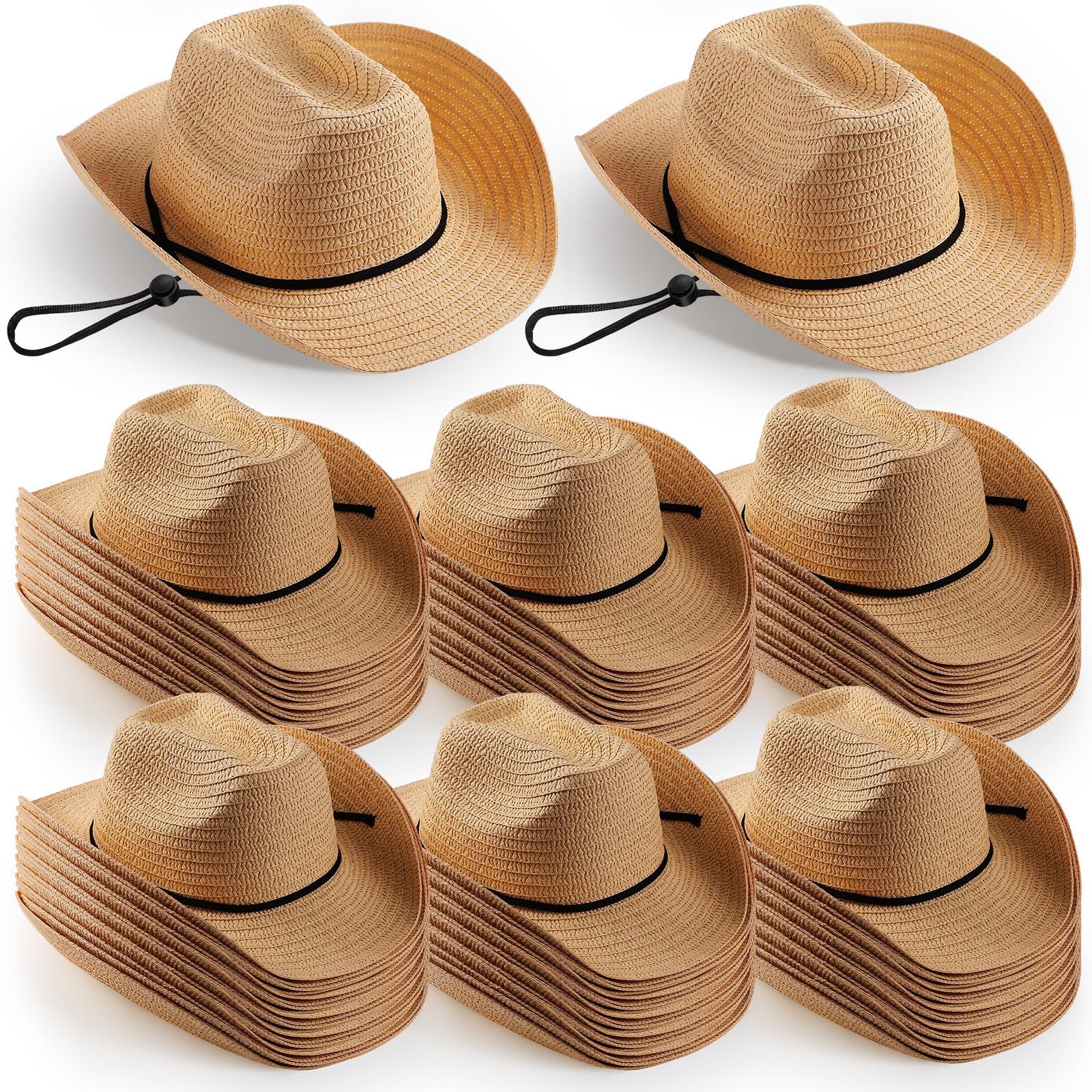 Unittype Adult Straw Cowboy Hat Bulk Western Party Pack