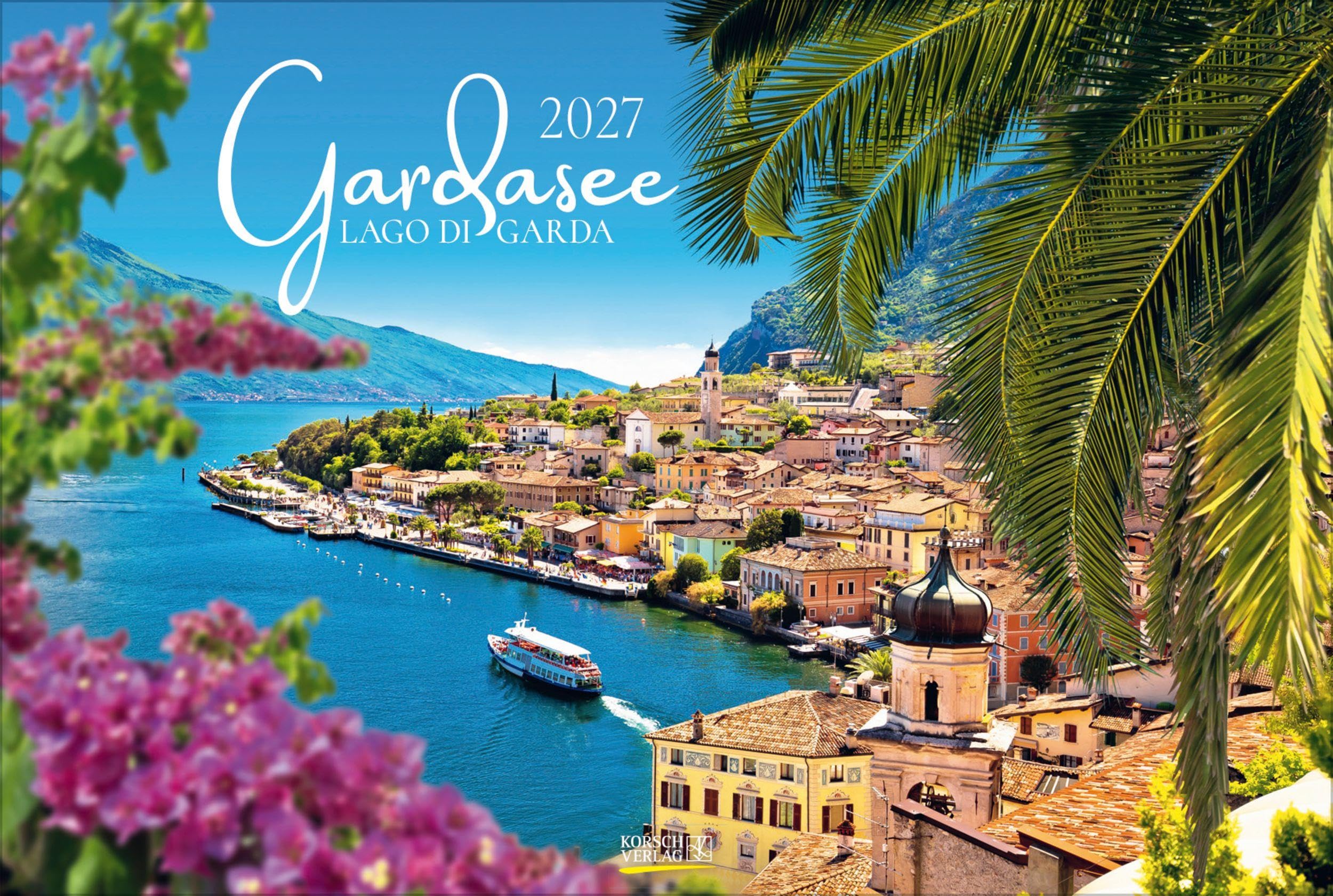 Gardasee 2027: Großer Foto-Wandkalender über größten See Italiens. Panorama Querformat: 58 x 39 cm.