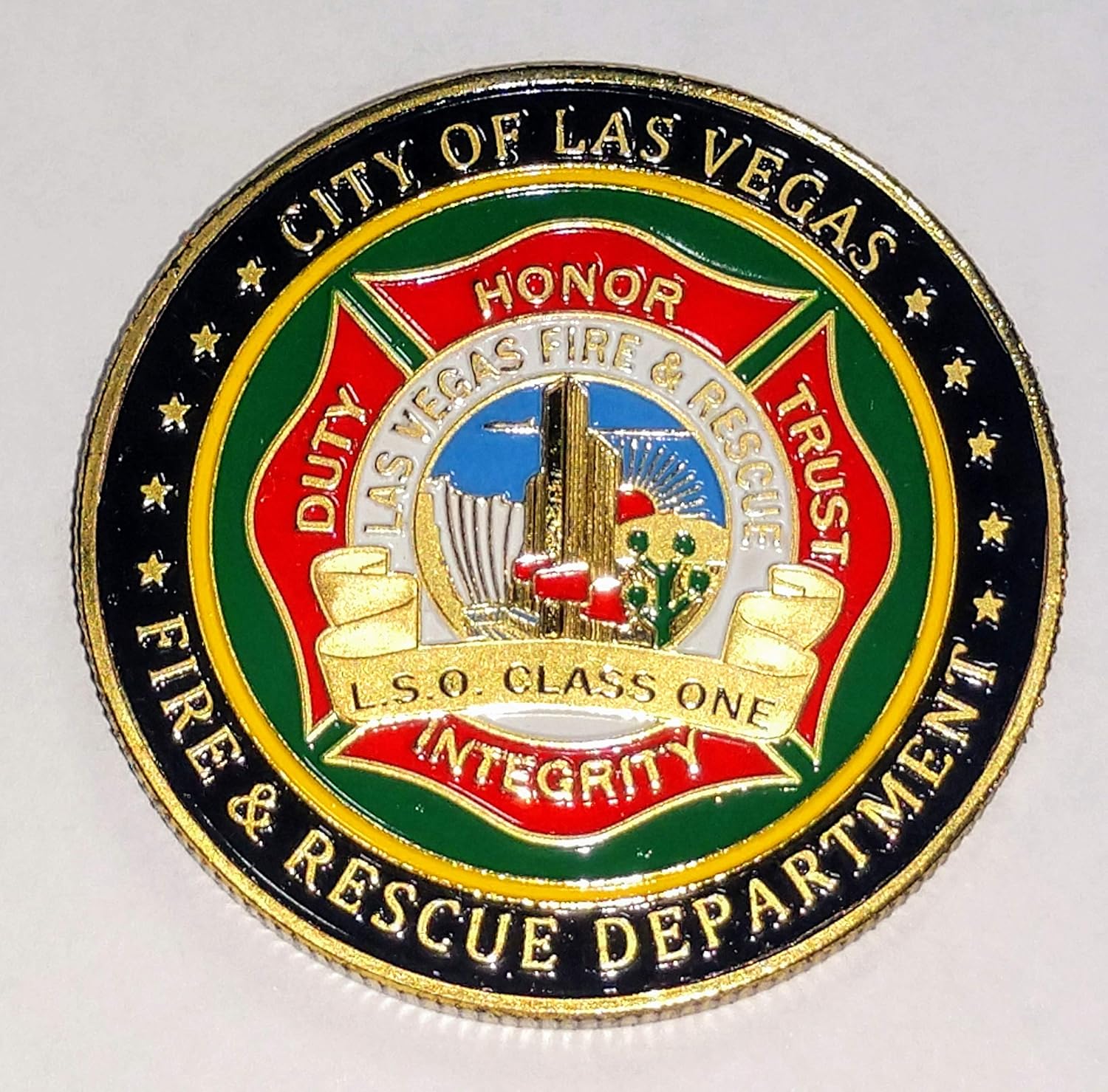 Las Vegas Fire Department Firefighter Colorized Challenge Art Coin