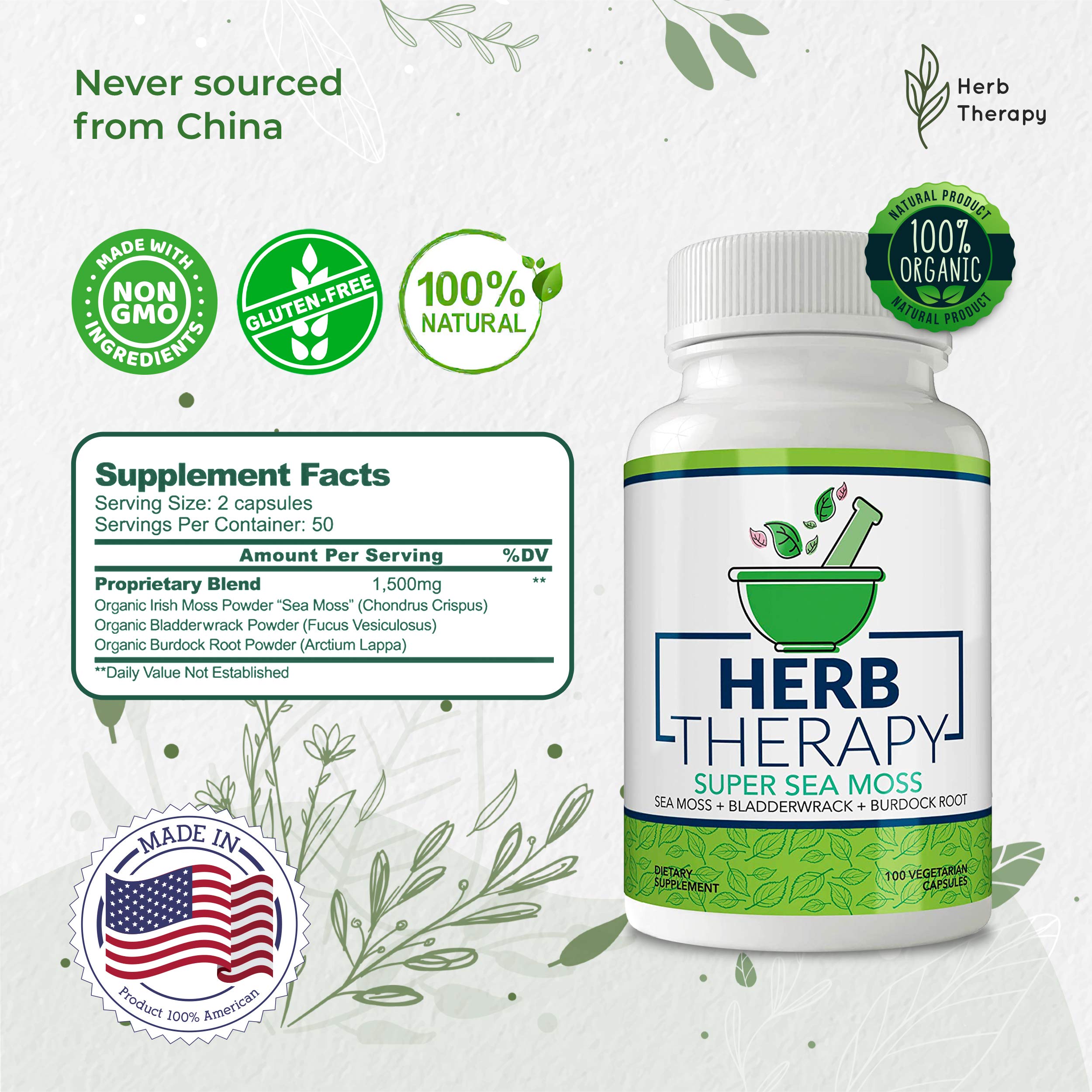 Buy Herb Therapy Super Sea Moss Organic Irish Sea Moss Capsules (100ct