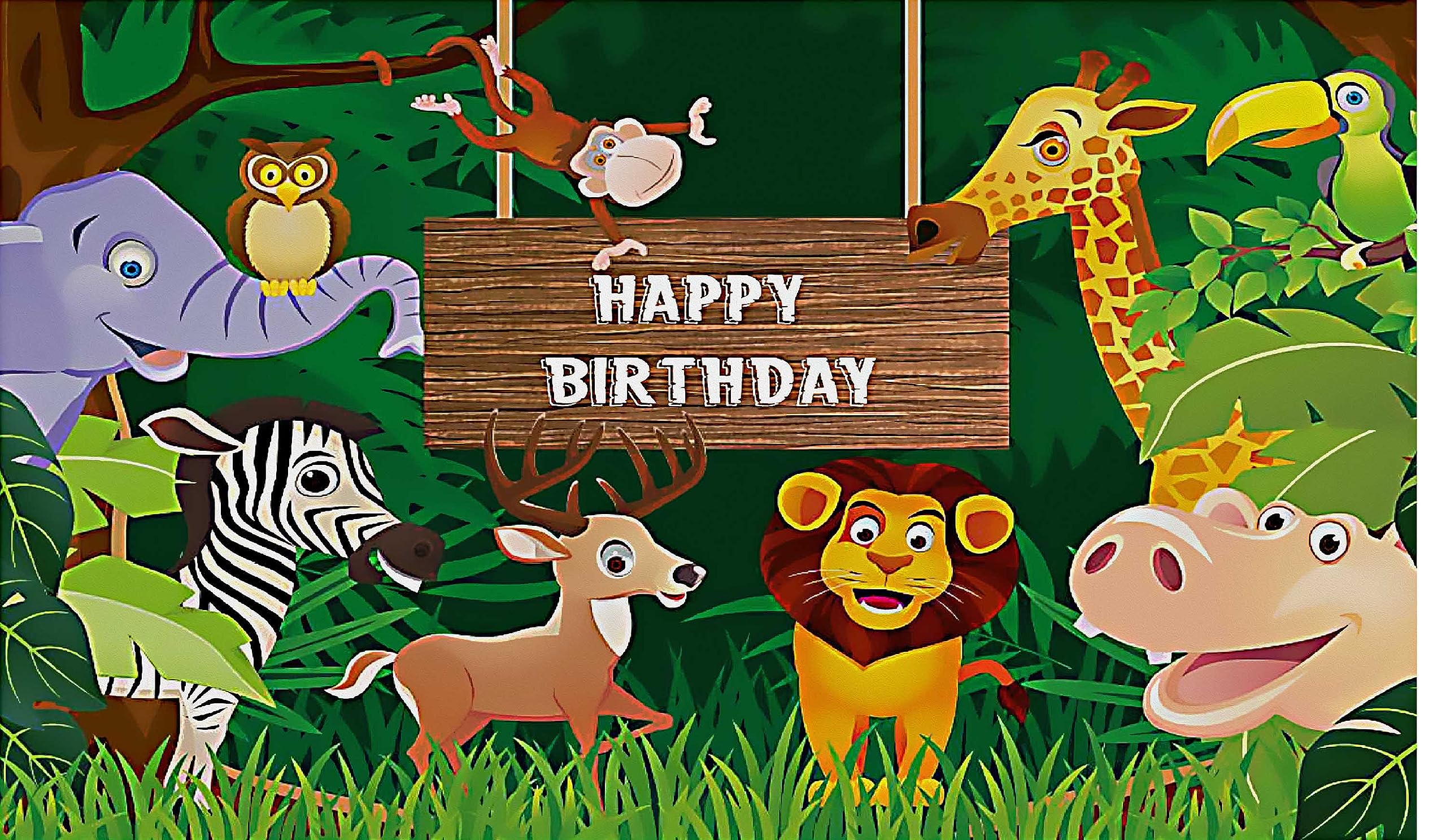 Backdropon Jungle Safari Animal Themed Happy Birthday Design Backdrop for Birthday Decoration Traditional/Background Curtain Cloth for Party/Festival Size 5 Feet Height and 8 Feet Width(5 * 8) (B0CQKDR45N) Amazon Price History, Amazon Price Tracker
