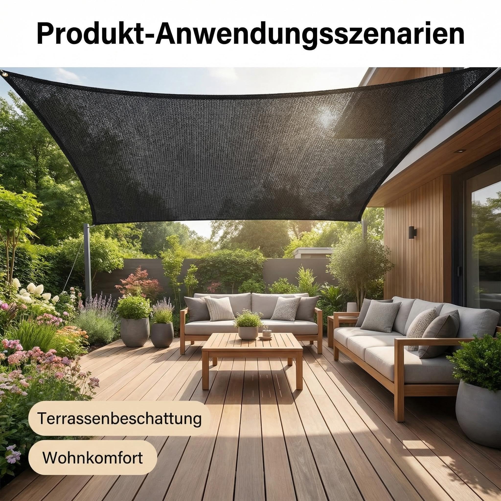 Schattiernetz 95% UV-Schutz dünnes PE Sonnenschutznetz für Pflanzen Garten Gewächshaus Terrasse, wasserdurchlässig mit Metallösen, Farbe Schwarz Größen 2x3m