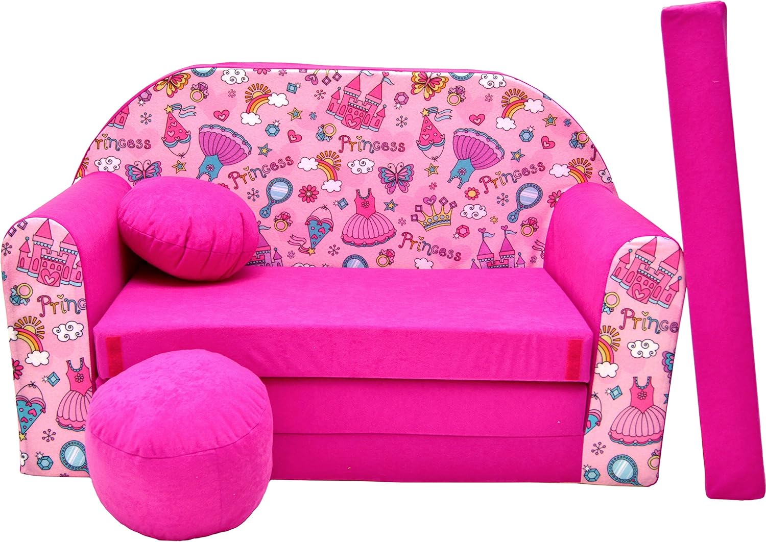 Pro Cosmo KIDS SOFA BED CHILDS FURNITURE + FREE POUFFE/FOOTSTOOL