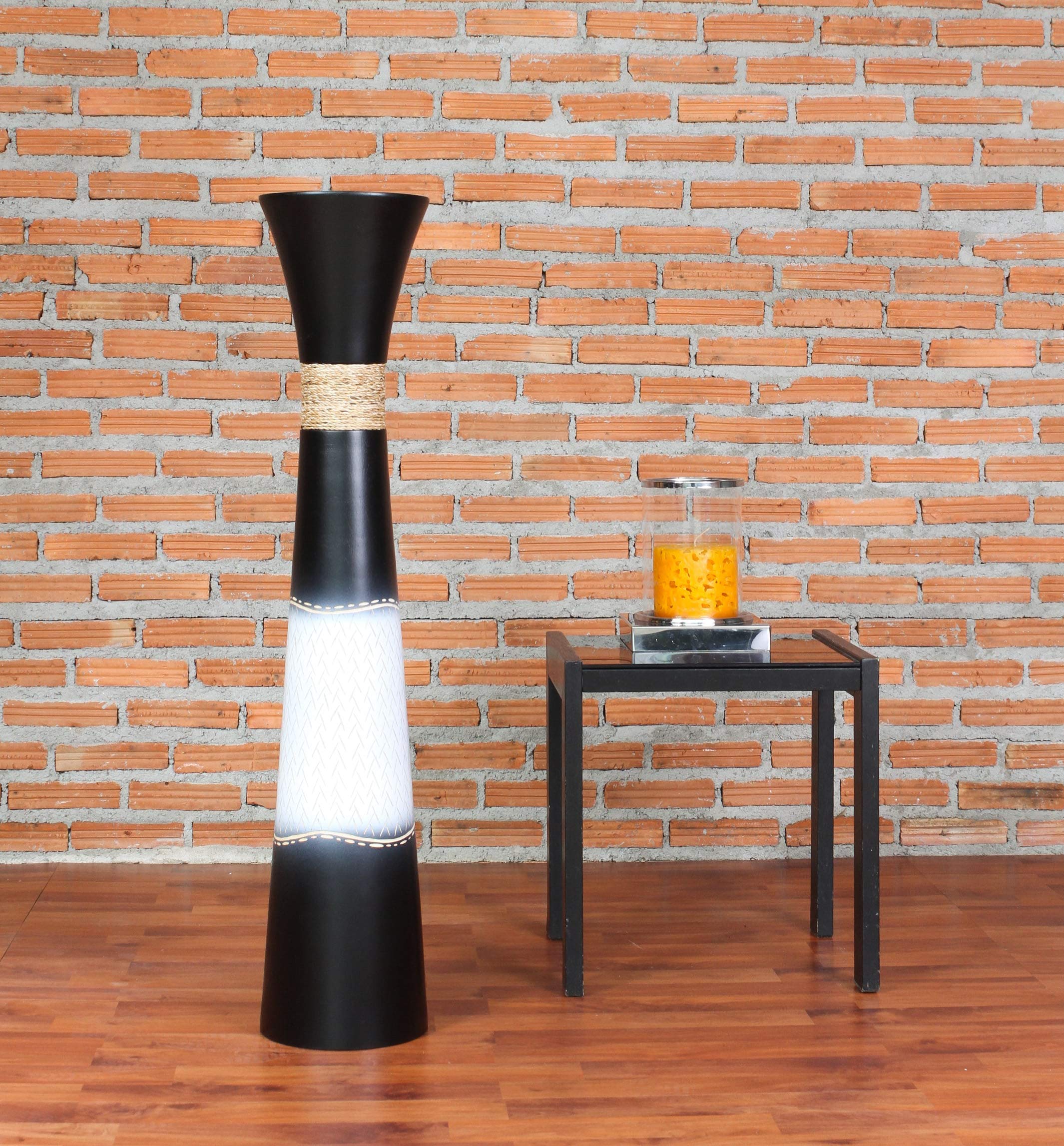Leewadee Jarrón de Suelo Grande 85 cm Madera de Mango Pampa & Flores Secas | Jarrón Deco para Salón, para Ramas & Hierbas Secas. Más resistente que la Cerámica, sin Agua. Boho