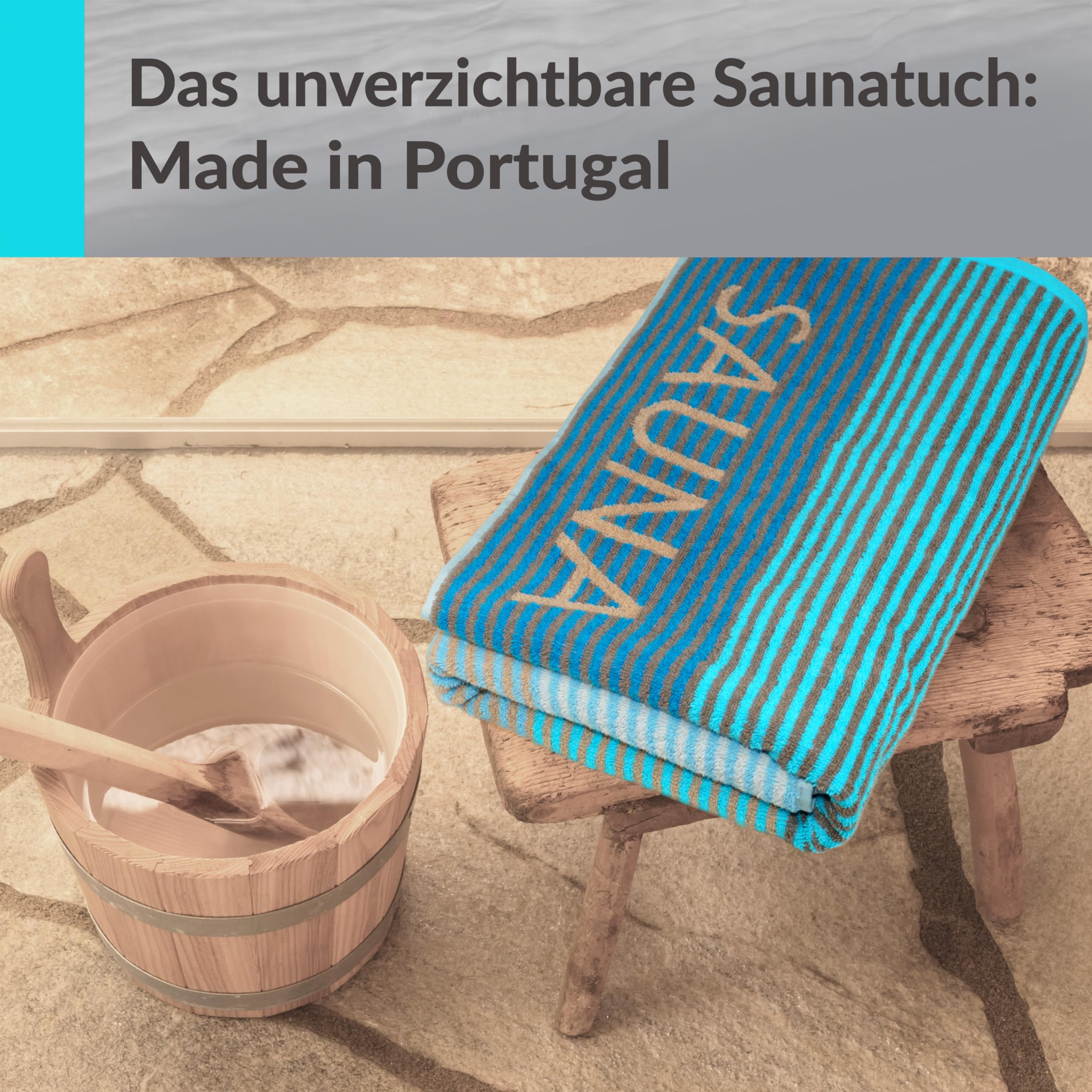 Lashuma Saunatuch Blau - Türkis, Helsinki großes Handtuch für die Sauna, XXL Badetuch aus 100% Baumwolle 85x200 cm