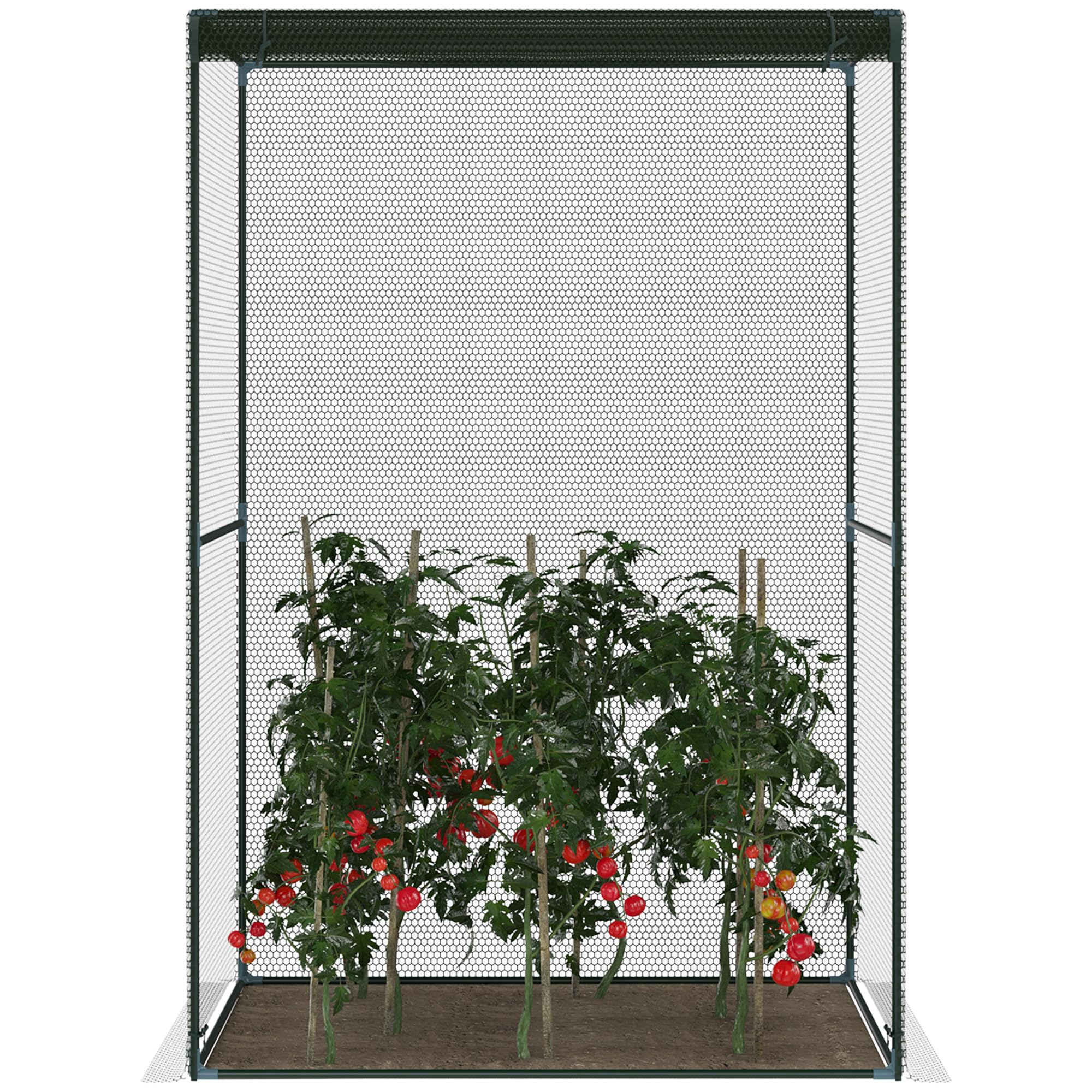 Outsunny Invernadero de Jardín Jaula para Plantas e Insectos con Puerta Enrollable y Marco de Acero para Jardín Terraza Patio 120x120x180 cm Verde