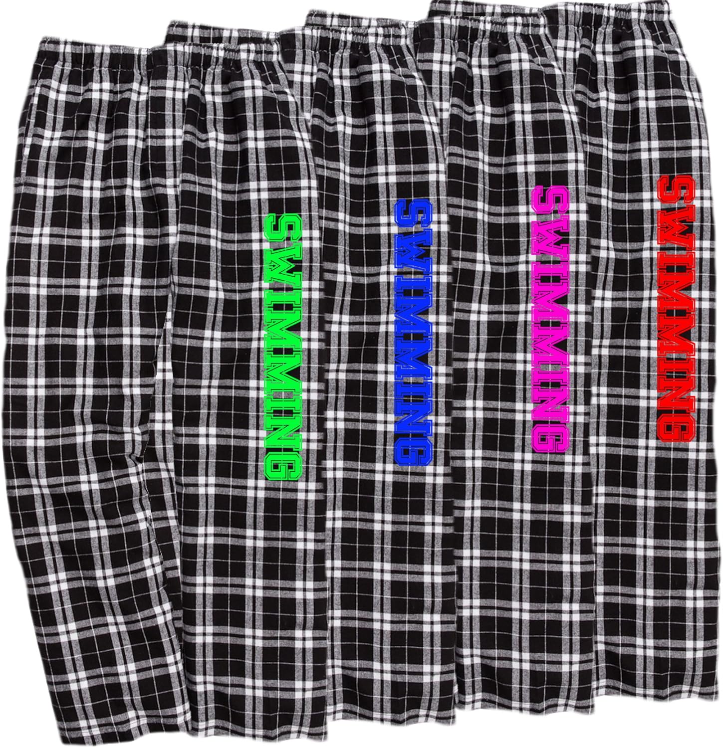 Swimming Black White Lounge Flannel Pant with Pockets