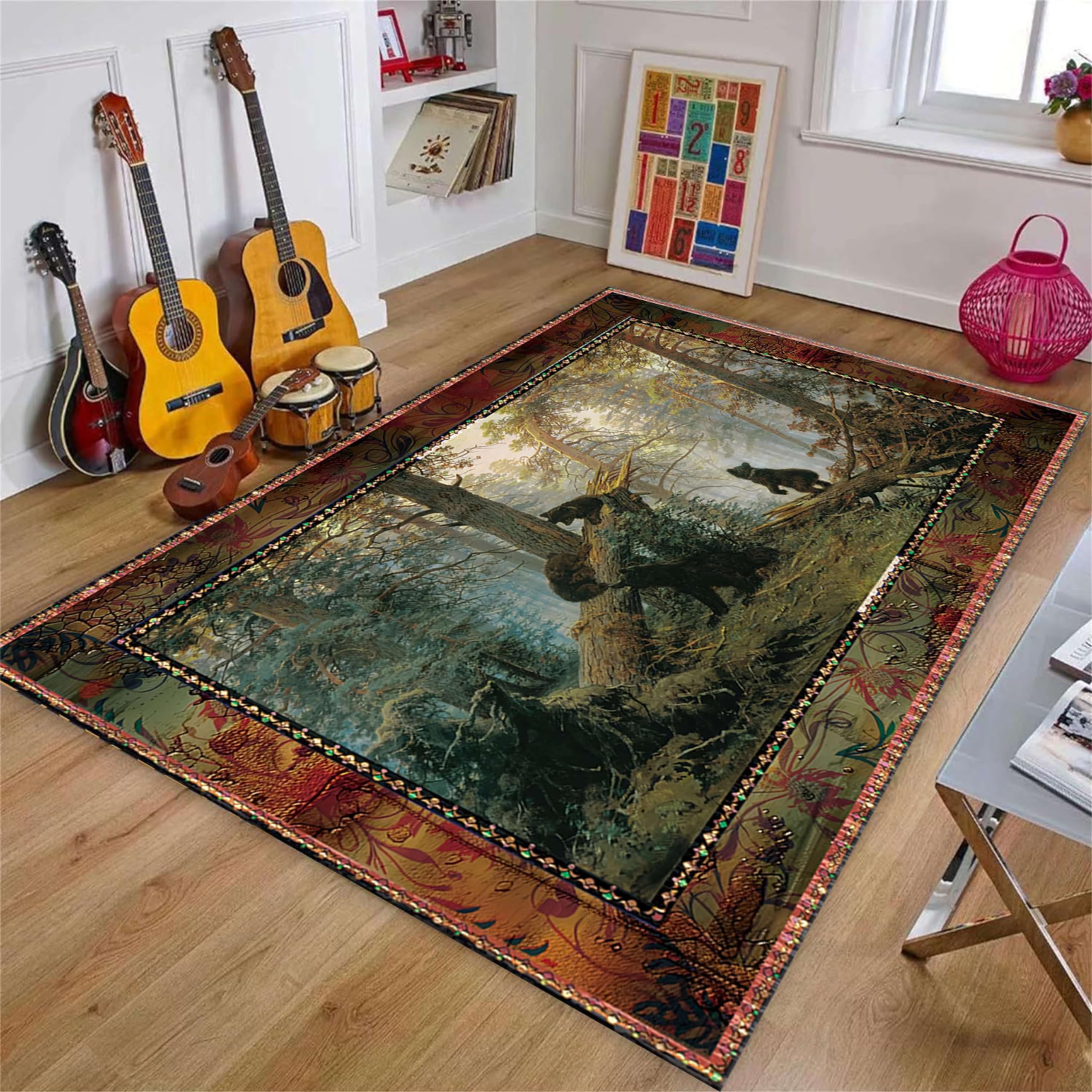 Srocvi Rustic Bear Area Rug Ideal for Living Room Bedroom Kitchen, 6x9ft