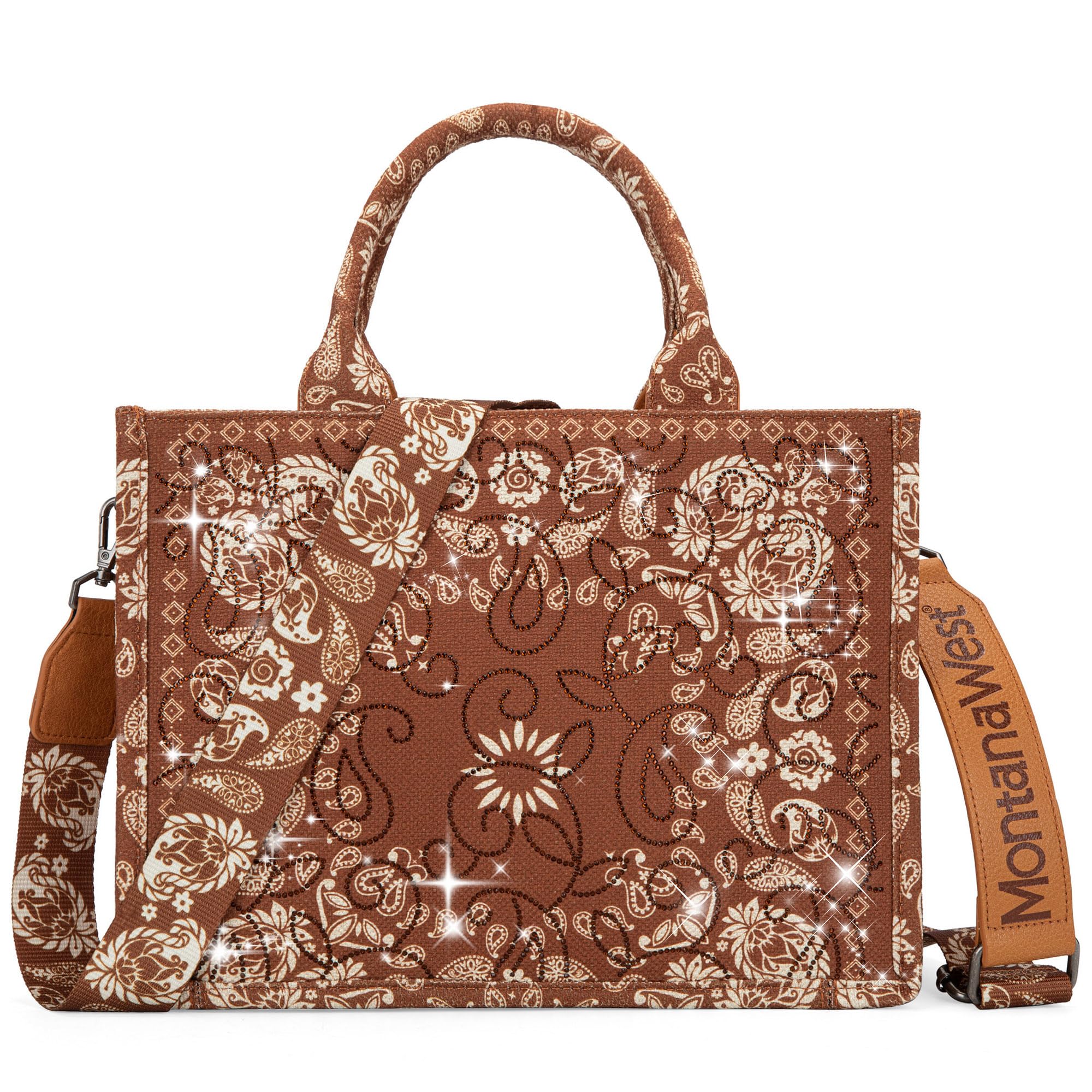 Montana West Sparkly Tote Bag Paisley Top Handle Satchel Handbags