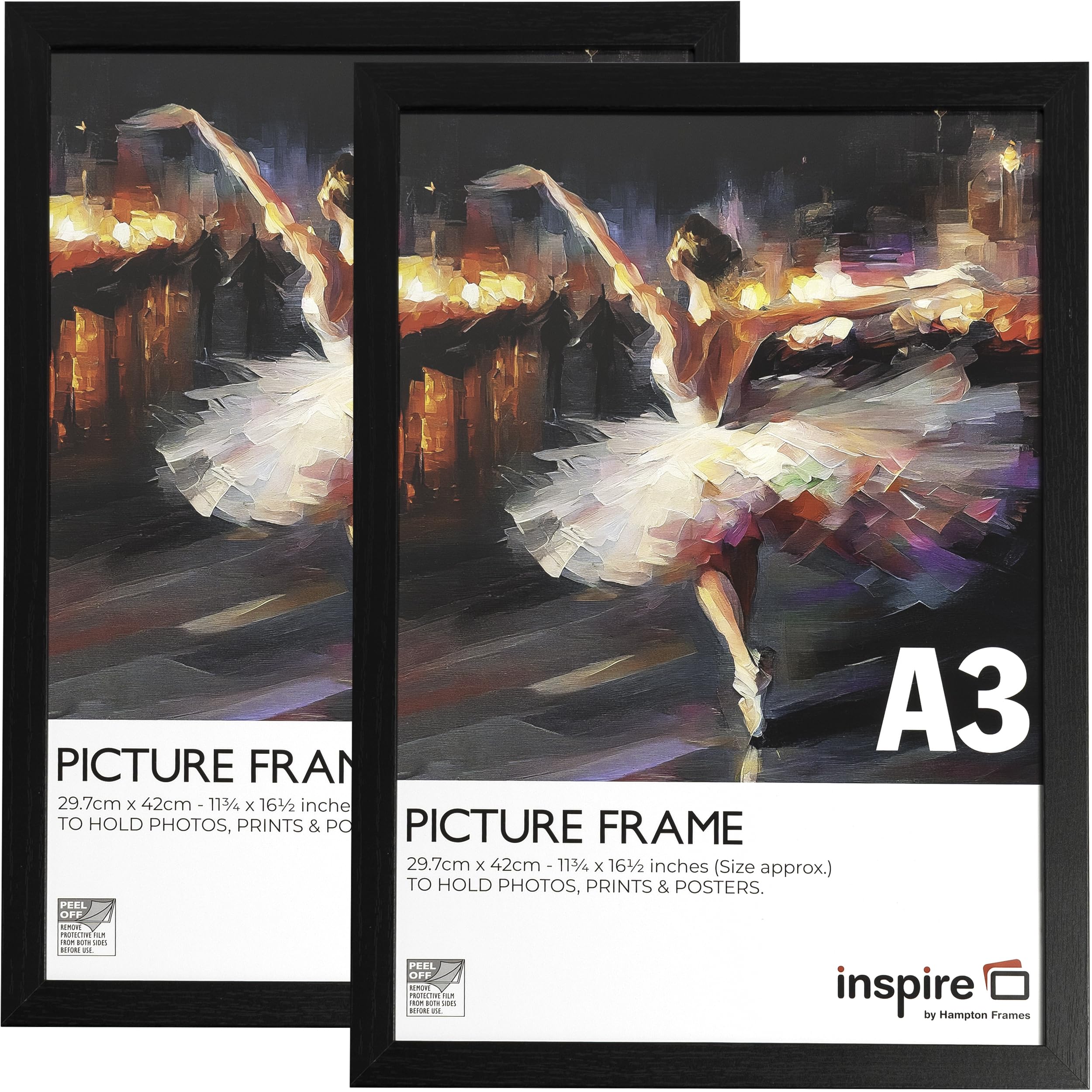 inspire by Hampton Frames, Black, A3 (29.7x42cm)