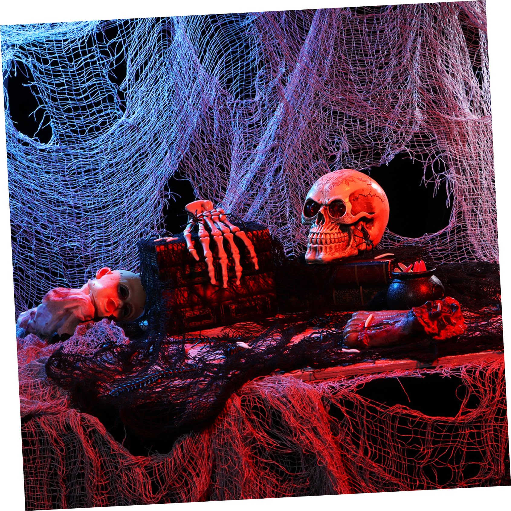 Alipis 2 Pezzi di Garza per Tovaglie Infestate Decorazioni Grigie per Halloween Decorazioni in Tessuto per Interni Decorazioni per Halloween Decorazioni Spettrali per Feste di