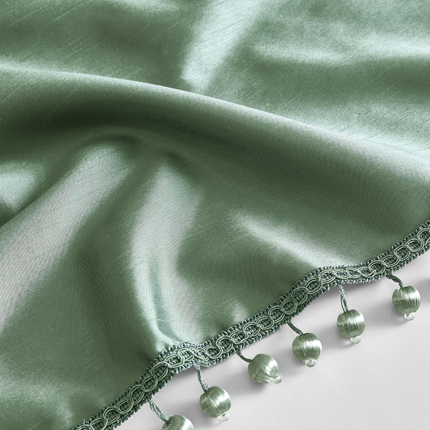 Lenox Imperial Faux Silk Waterfall Window Valance, Sage - 42" W x 22" L