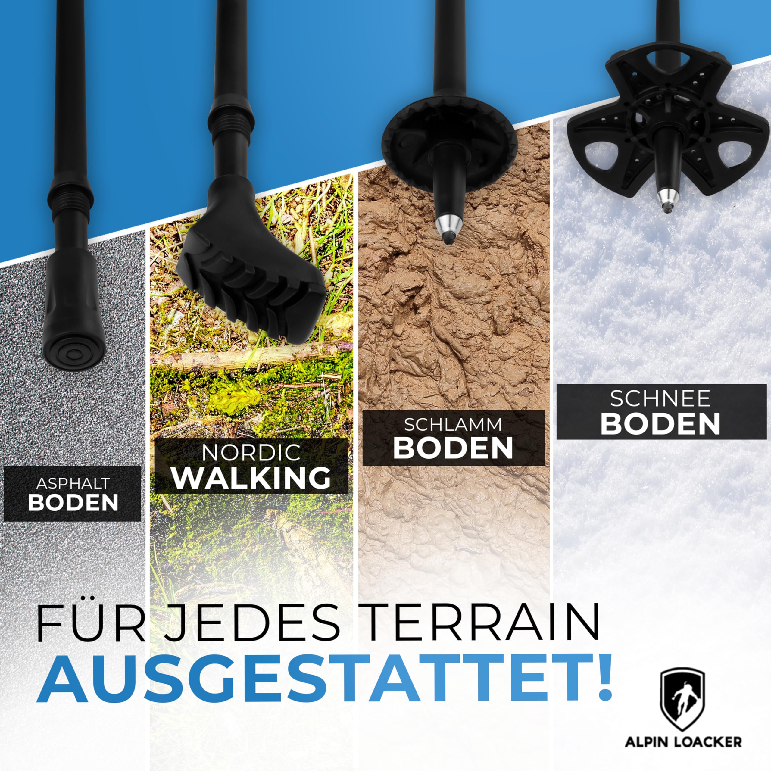 ALPIN LOACKER Teleskop Wanderstöcke Aluminium und Carbon mit Korkgriff I Leichte Nordic Walking Stöcke Damen und Herren für Skifahren und Wandern I Trekkingstöcke für Bergsport