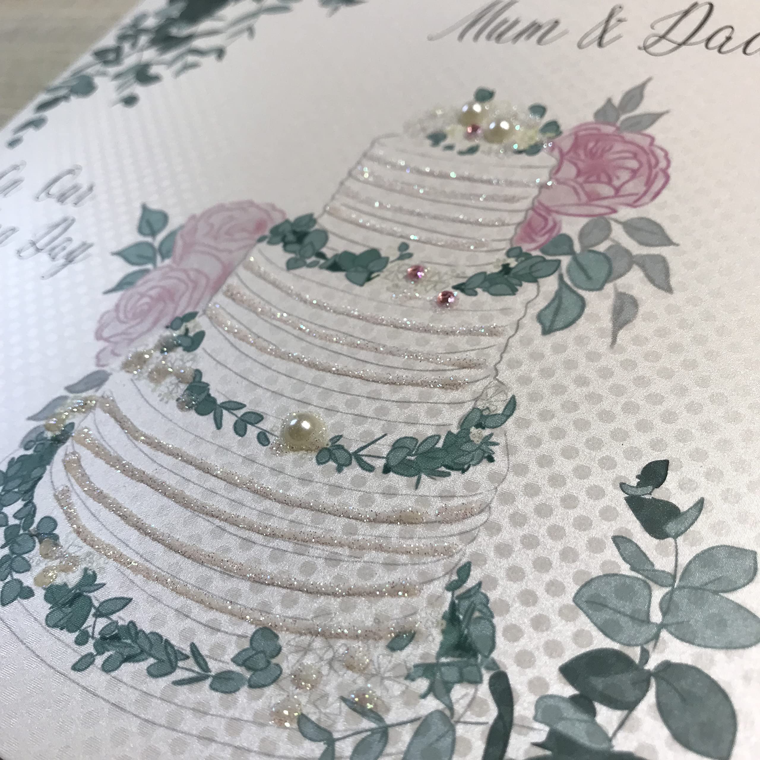WHITE COTTON CARDS - Biglietto di Ringraziamento per Matrimonio, per Genitori, con Scritta Thank You So Much Mum And Dad, con Cappello e Bouquet, Bianco