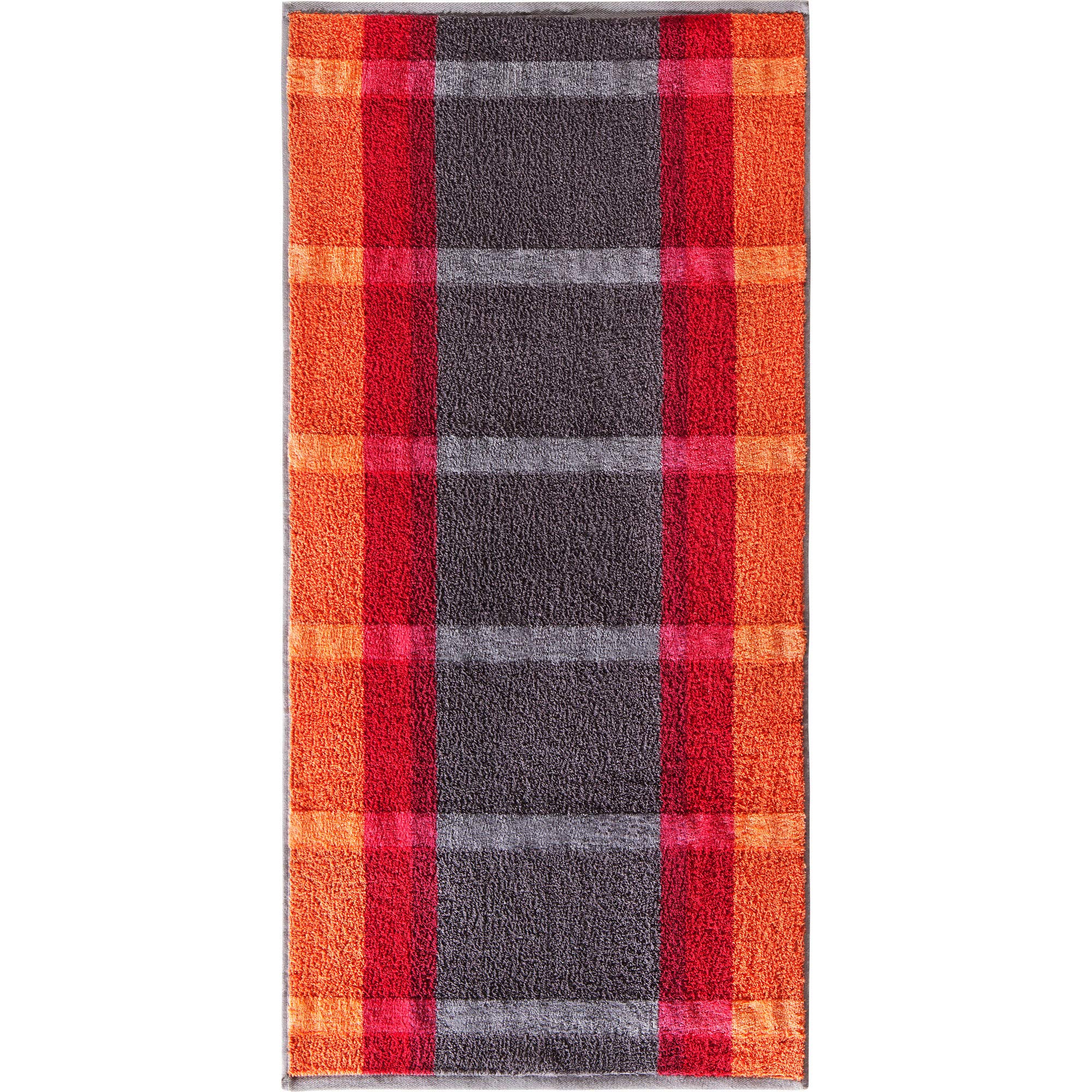 Erwin Müller Walk-Frottier Duschtuch 2er-Pack, Streifenmuster orange Größe 70x140 cm - schnell trocknend und extra saugstark, praktisch durch beidseitige Schlaufen, 100% Baumwolle