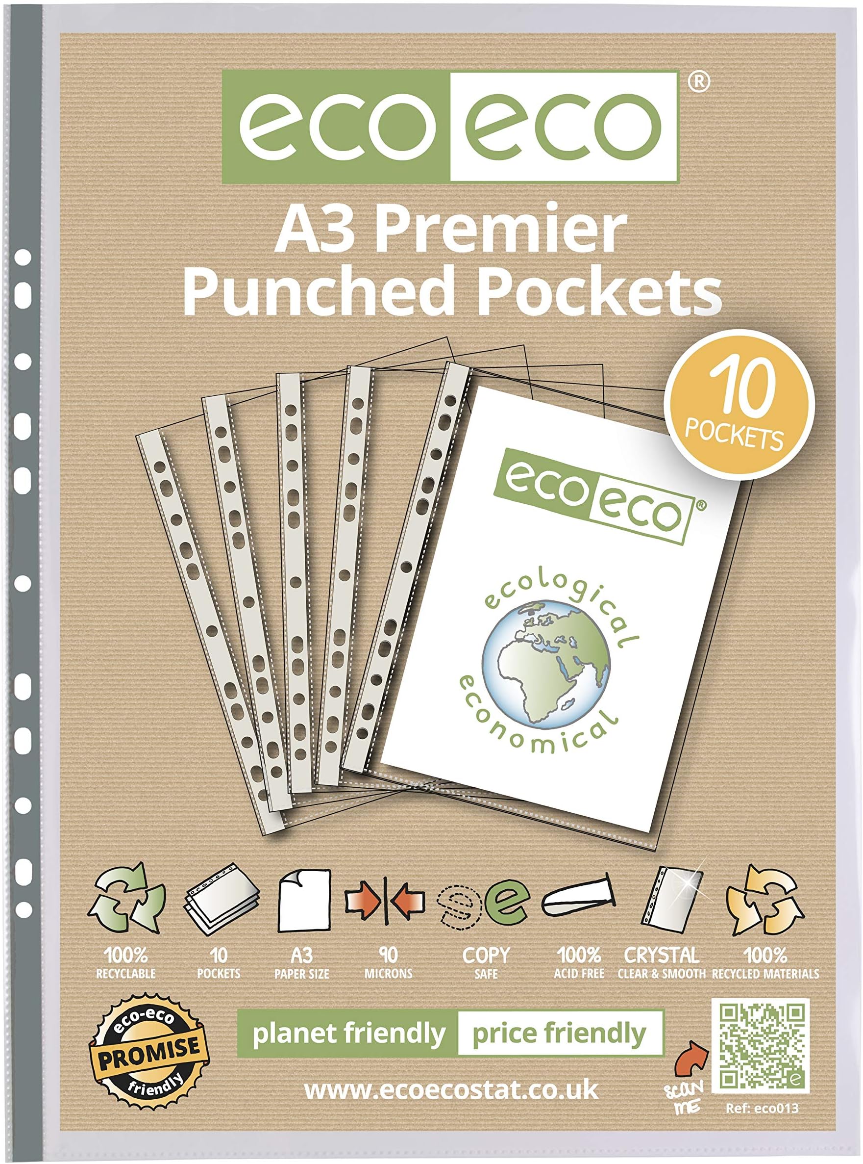 Lotus Punched Pocket A3 Portrait Strong Premier 90 Micron Transparent Poly Wallets Glass Clear Sheet Protector Sleeve - 78213 (Pack Of 10 X 1 - View #5