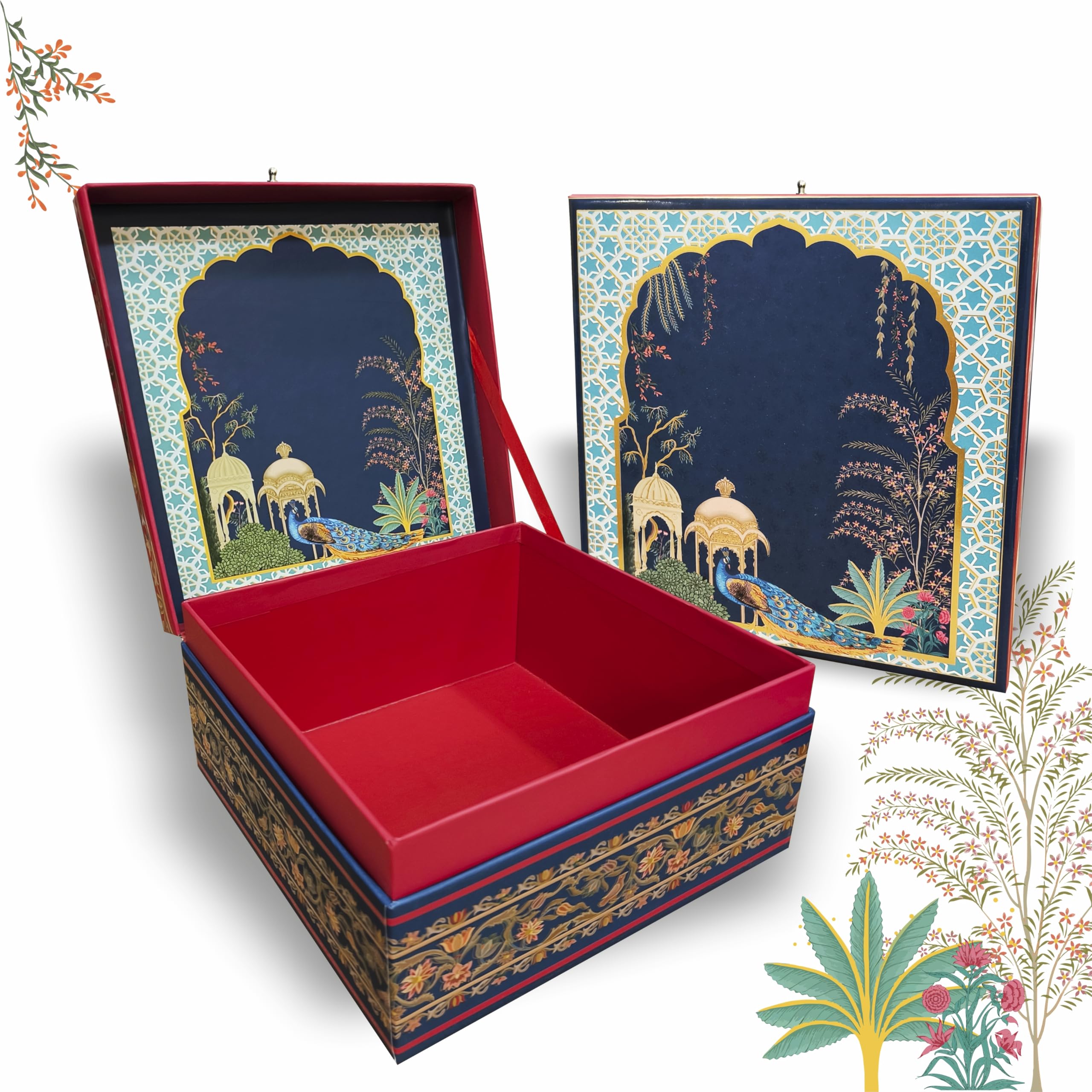 VESTTA -ELEGANCE REDEFINED Gift Box | 8 (L) X 8 (B) x 4 (H) Inch | Vintage Arabic Designer box for Diwali, Weddings, Christmas, Corporate Gifts, EID, Gift Hampers (Without JAR)-image-1