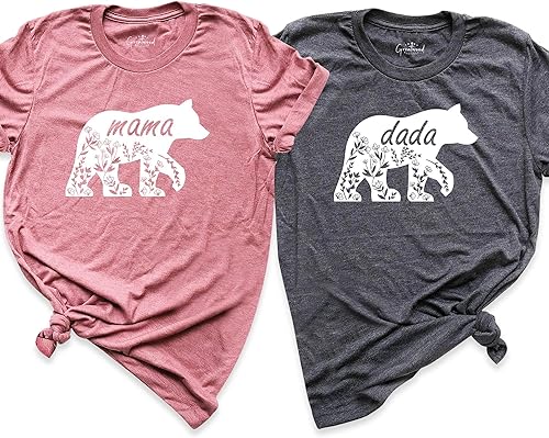 Miniatura 6 de Mama Bear Floral Silhouette Shirt Dada Shirt Mothers Day Gift Family Tshirts Mom Shirt Dad Shirt Dada Bear Mama Bear Outfits