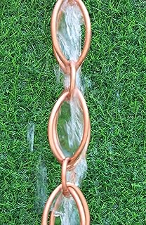 KAM Home Pure Copper Ring Rain Chains for gutters Decorative Rain Chain Bell, 8-1/2 Length, Metal Double Loop