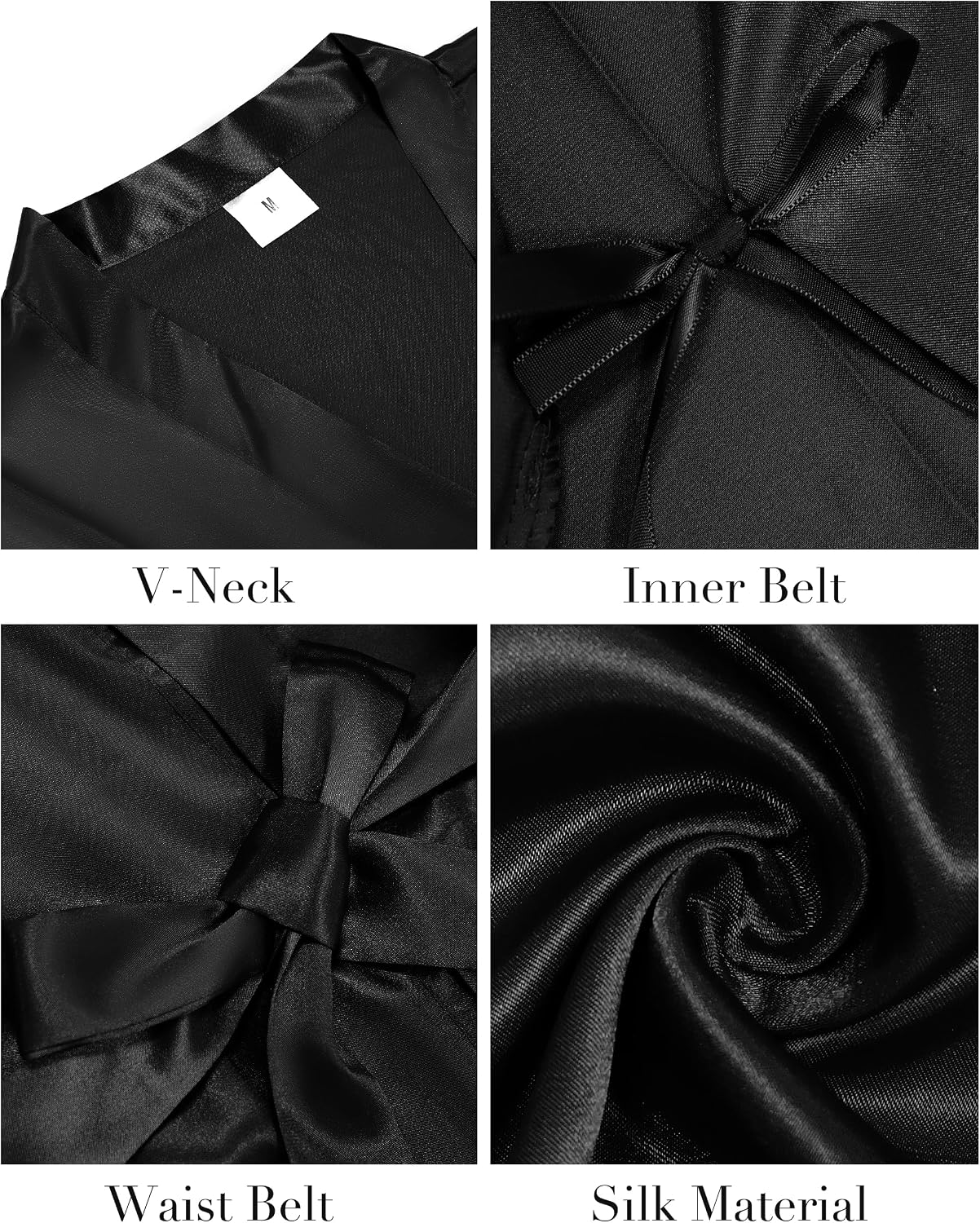 Vlazom Womens Kimono Robes Dressing Gown Satin Bathrobe Nightdress Short Style Bridal Robe image 3