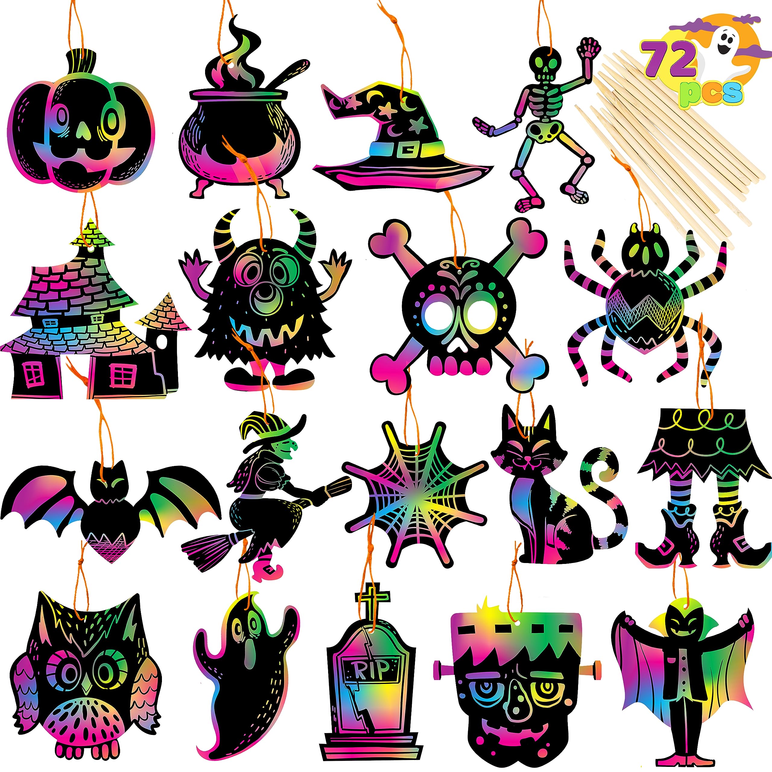 Amazon.com: JOYIN 72 Pcs Halloween Rainbow Scratch Art Crafts for